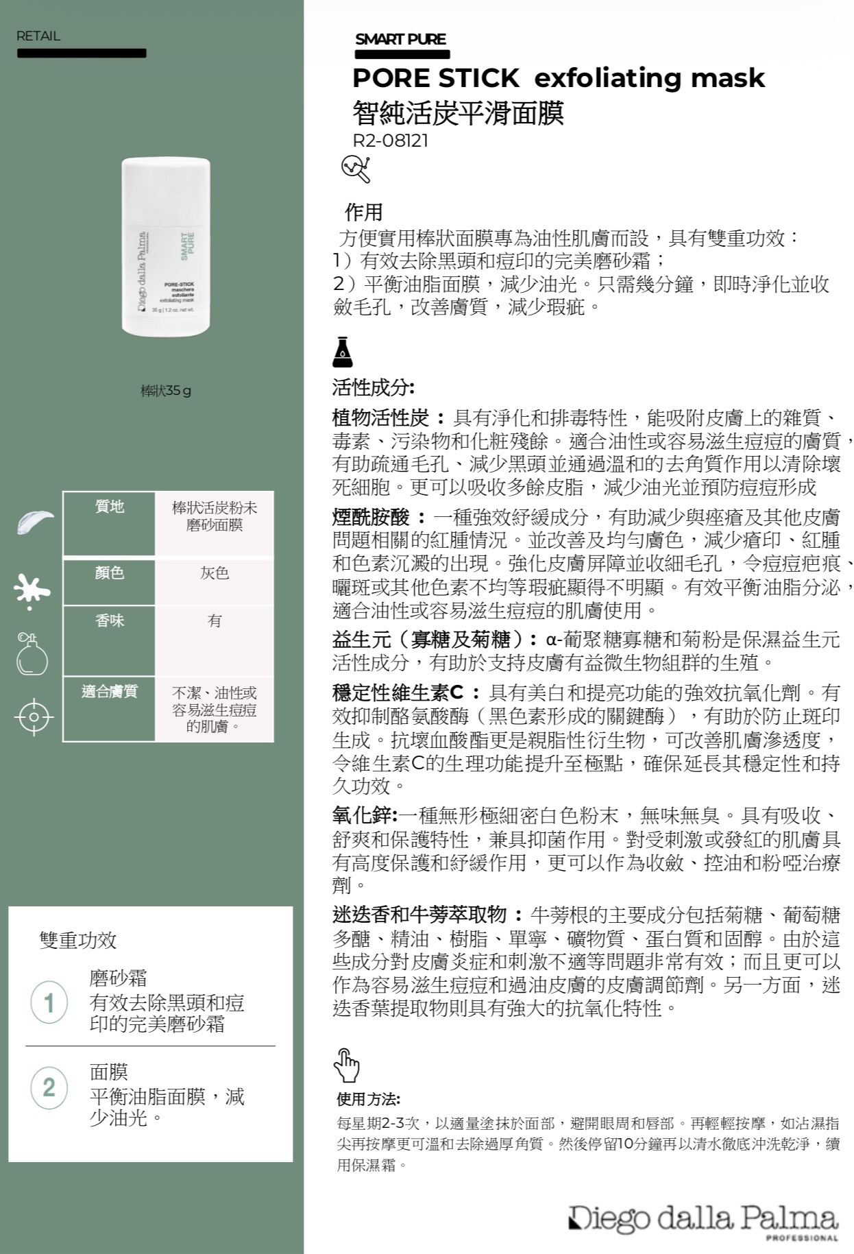 Diego dalla Palma 智純活炭平滑面膜