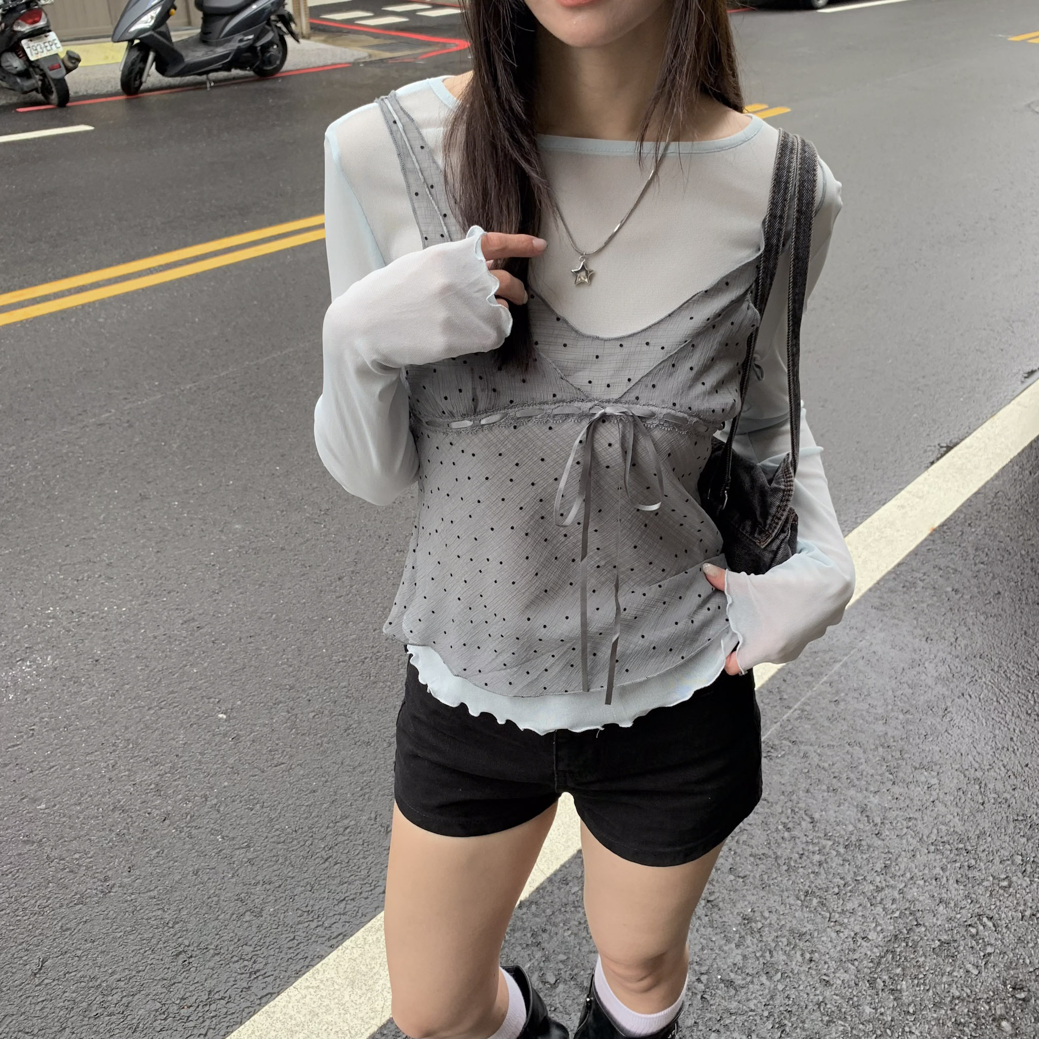 ISA_偷偷心動 時髦疊穿透肌感波點(1+1)套裝_64059