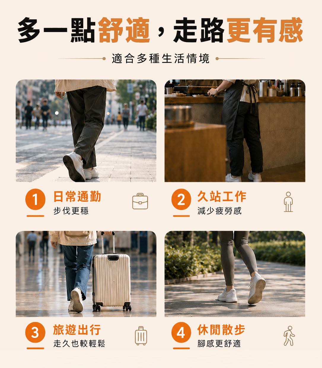 穿上鞋墊後的舒適感增加