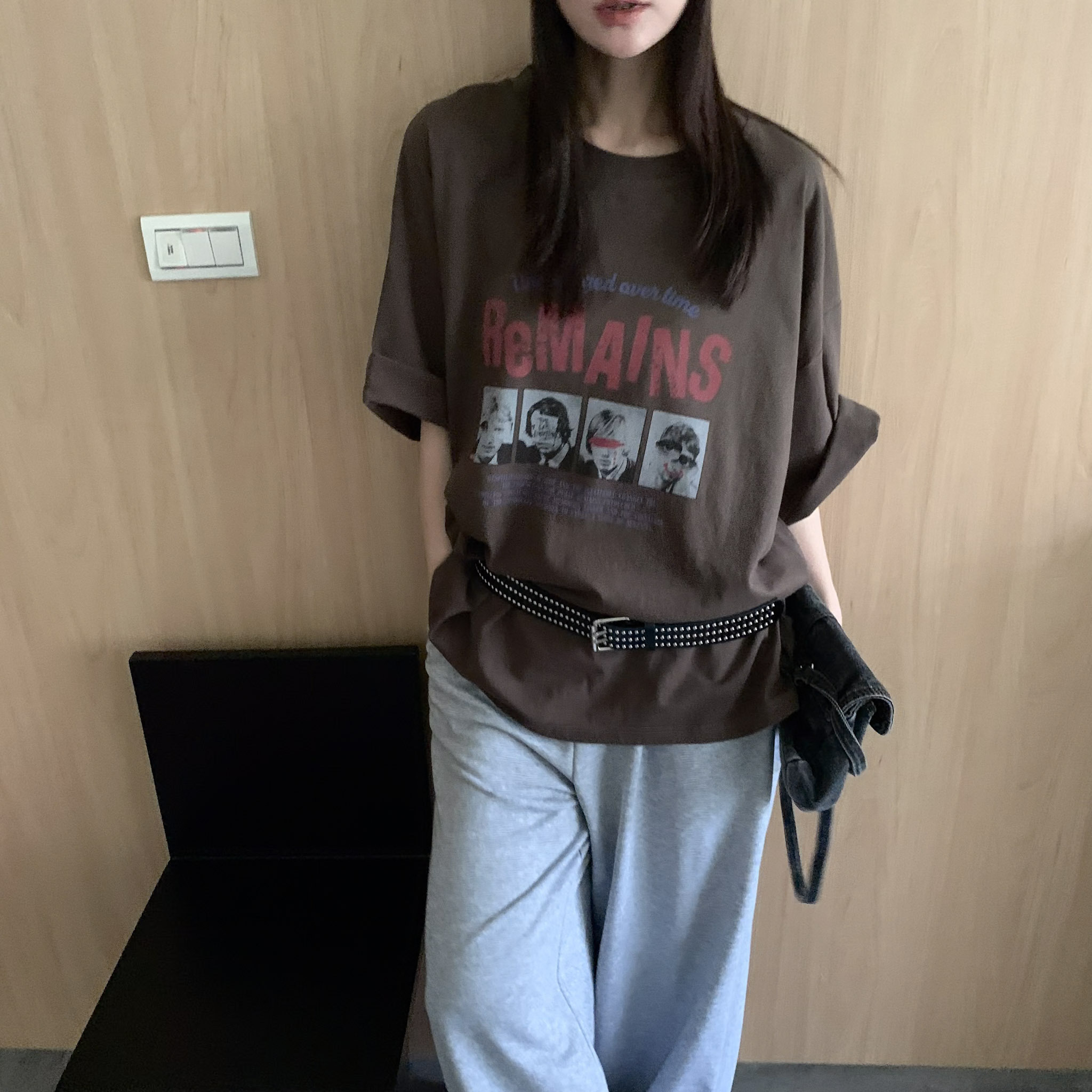 ISA_Grunge Portrait 美式做舊oversized TEE_64035