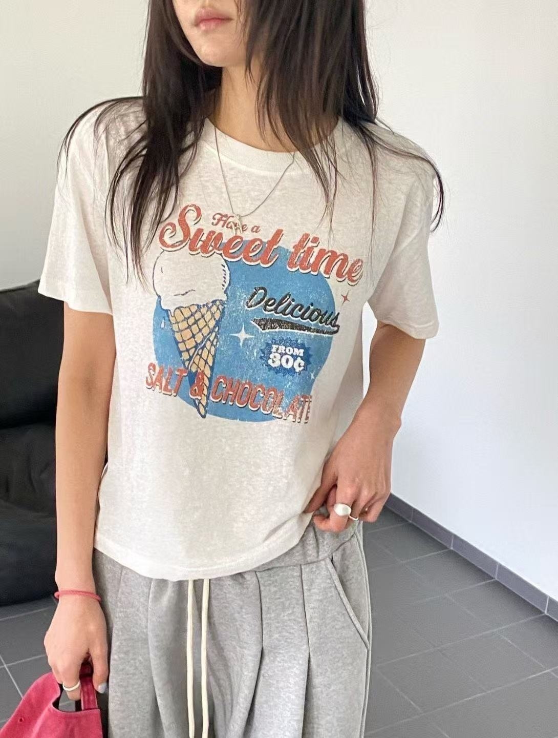 130 正韓復古美式冰淇淋T