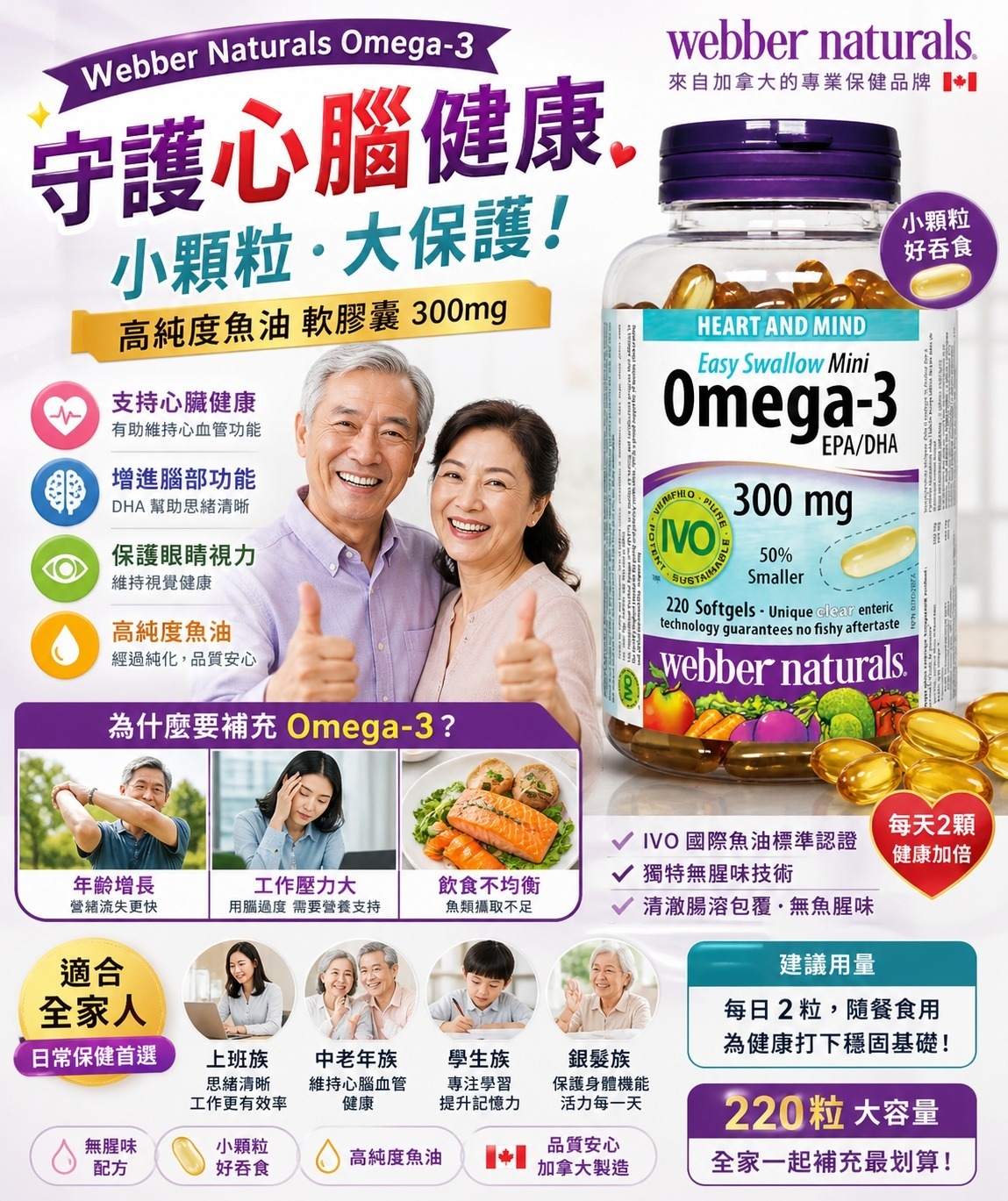 【UB9378】Webber Naturals深海魚油迷你膠囊 (1樽220粒)