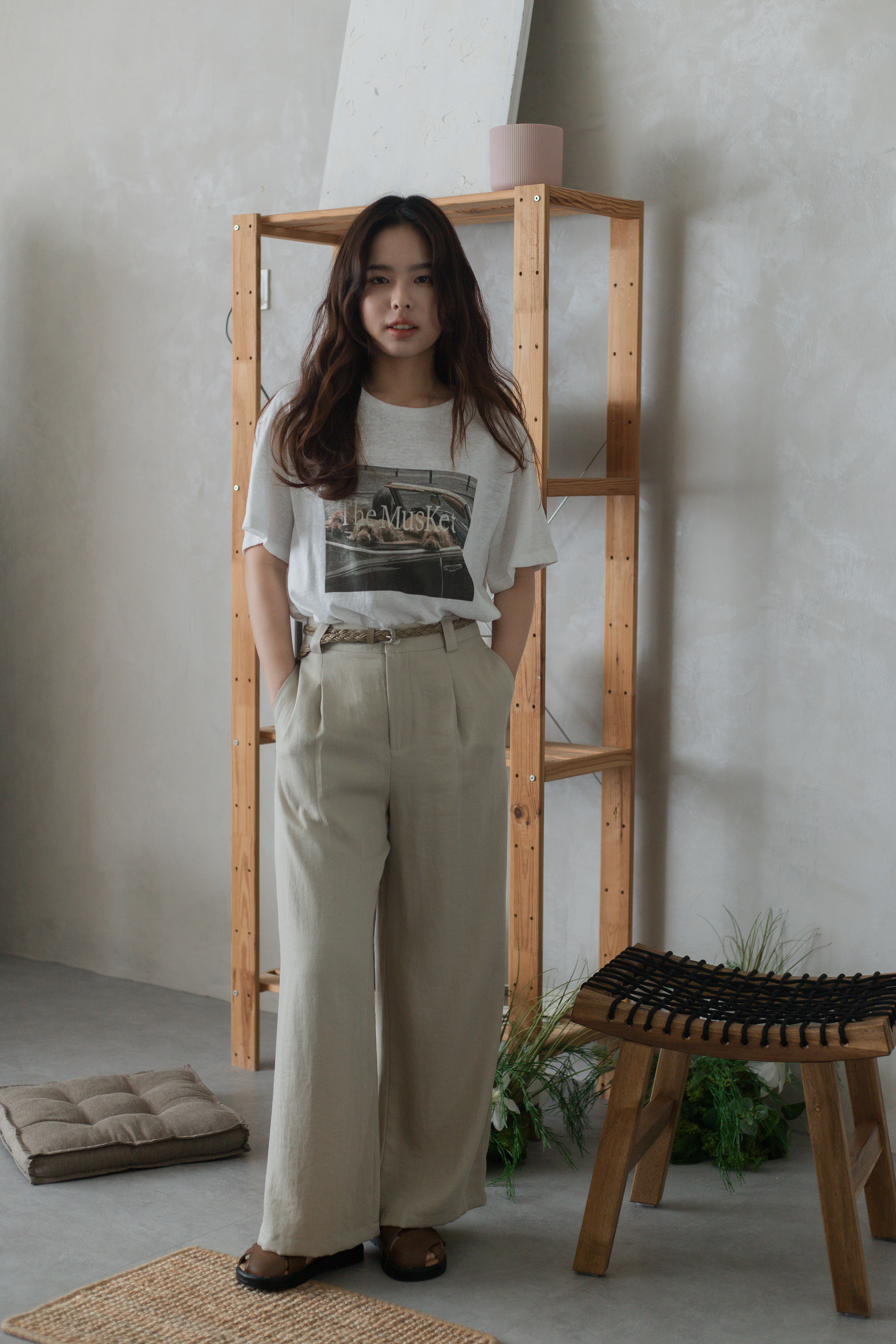Alice Linen Straight Leg Pants Beige- 2739PLBEI