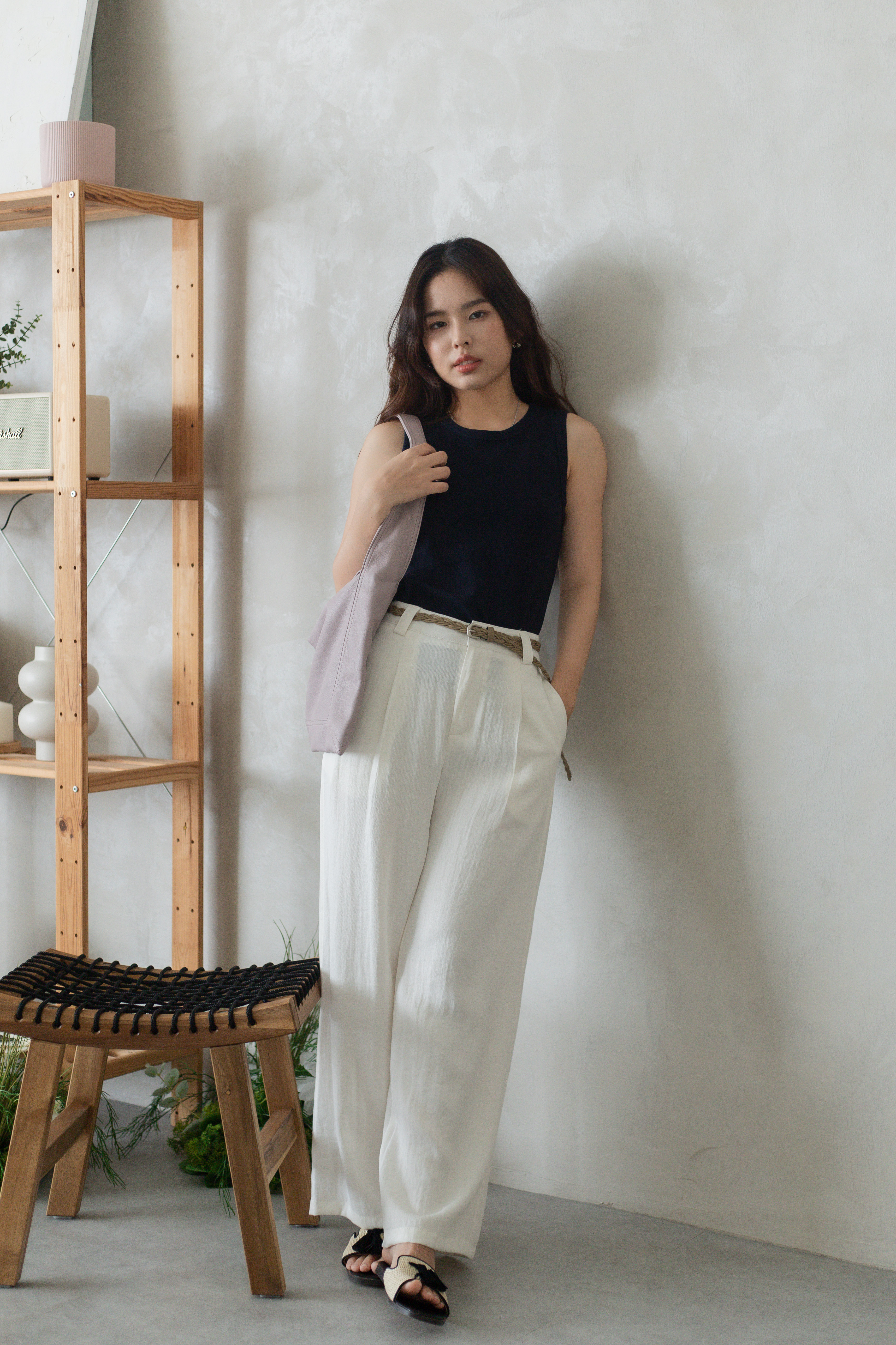 Alice Linen Straight Leg Pants White- 2739PLWHI