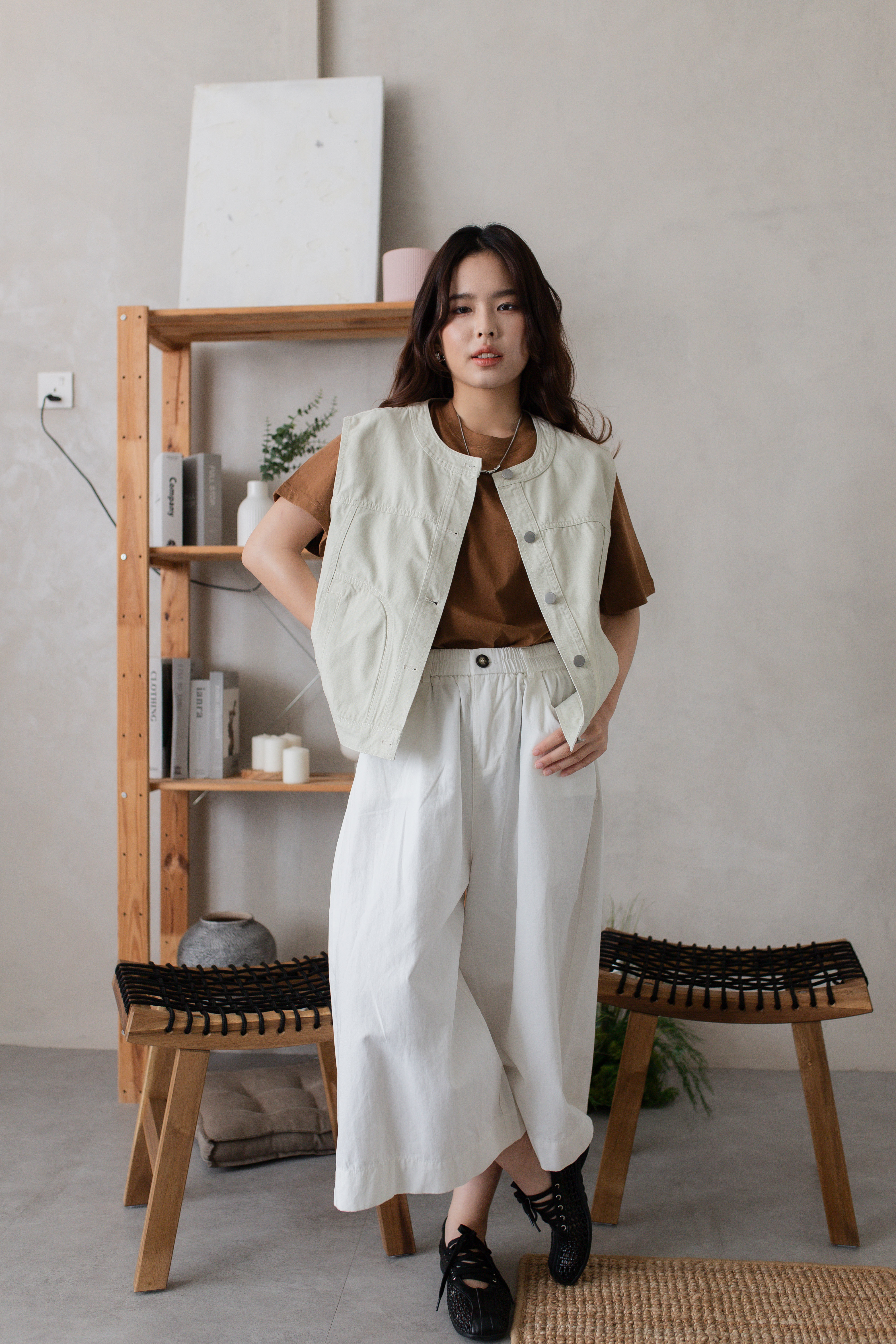 Ian Relaxed Wide Leg Pants White- 2746PLWHI