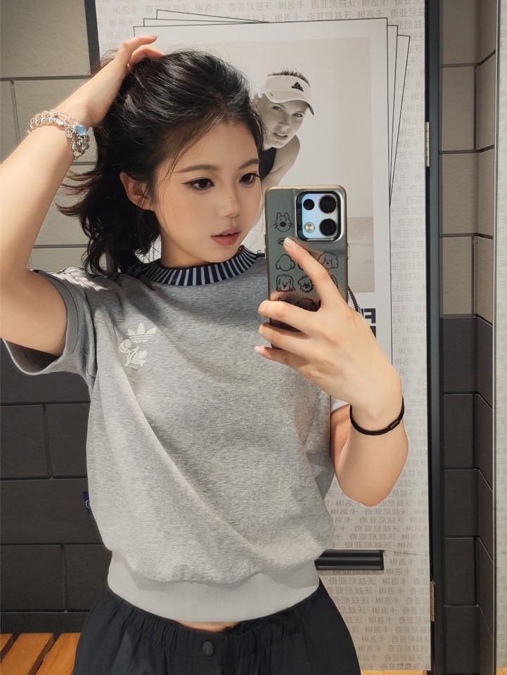 ADIDAS × DISNEY 迪士尼 聯名款 愛麗絲的夢遊仙境  妙妙貓  條紋圓領 短T 短袖 2色