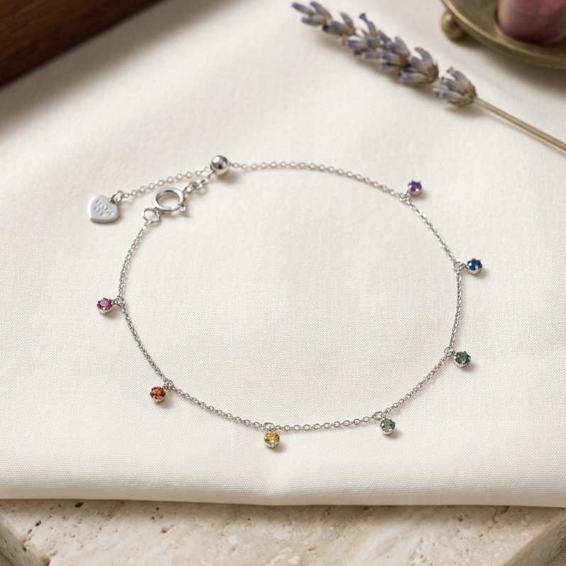 18k gold rainbow sapphires bracelet