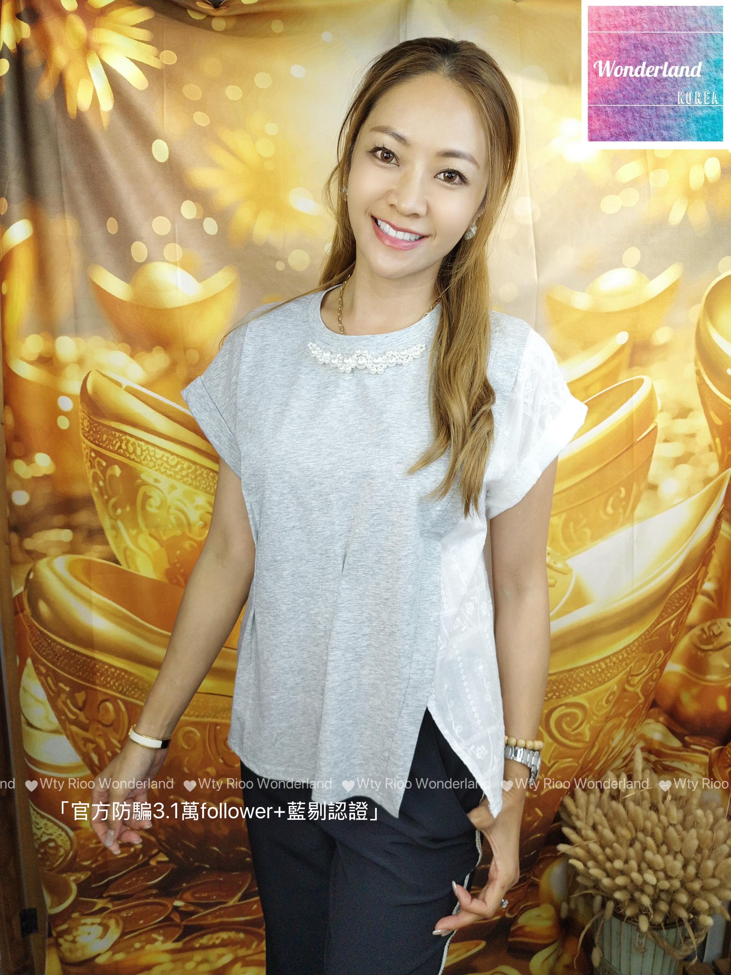 W7 W050703 珍珠灰拼衫