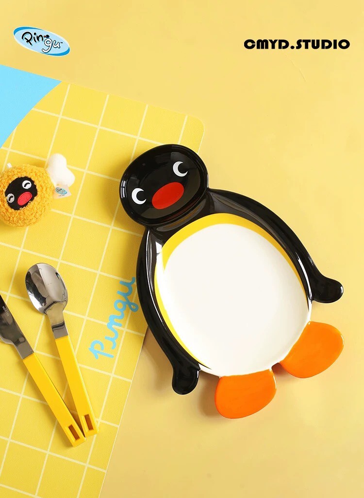 PINGU 企鵝家族 長鵝造型 陶瓷餐盤