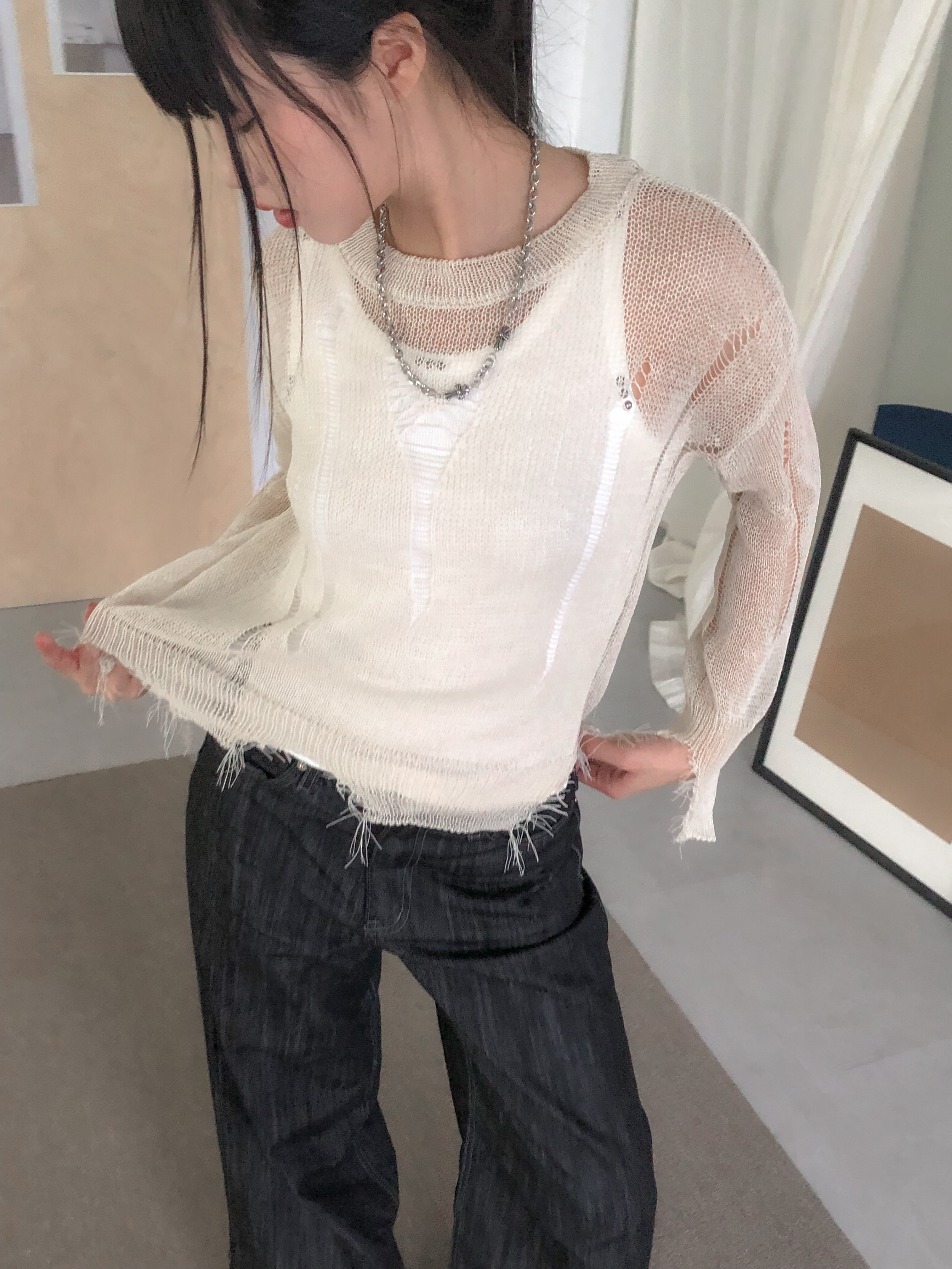 vintage knit #上衣