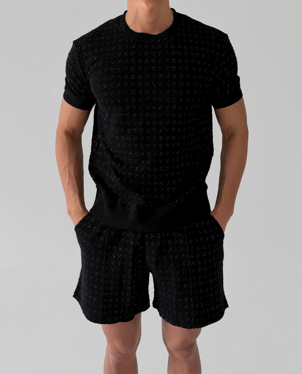 Metallic Tweed Crew Neck T-Shirt