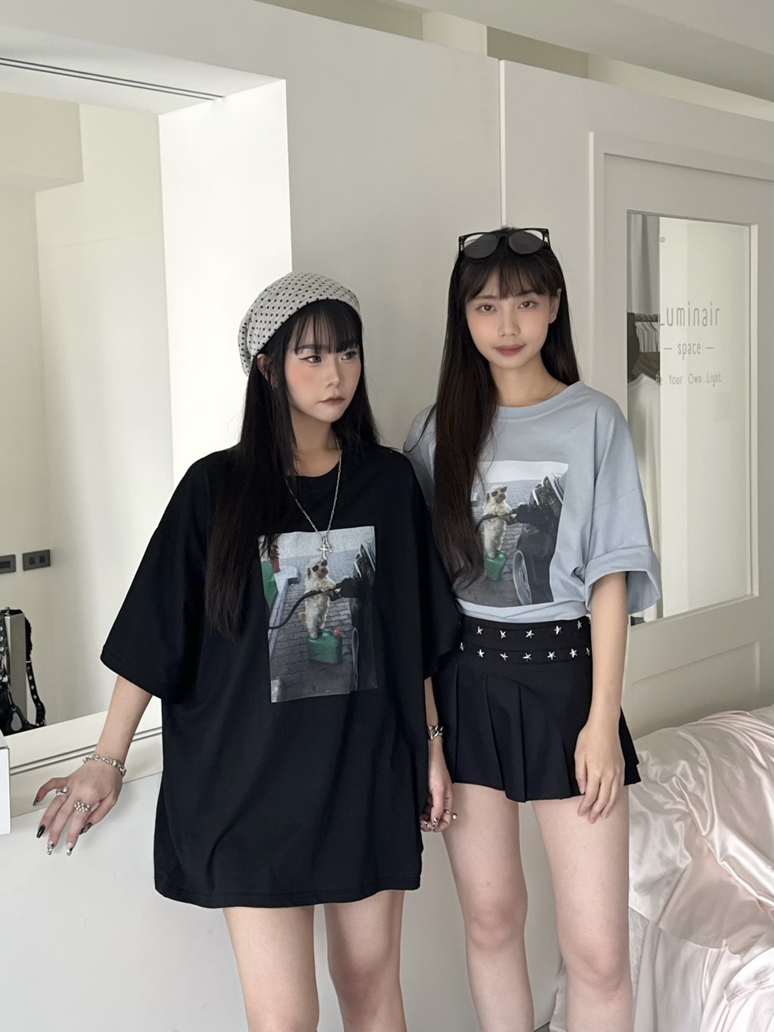 下一站where? 拉風小狗軟料寬鬆大tee