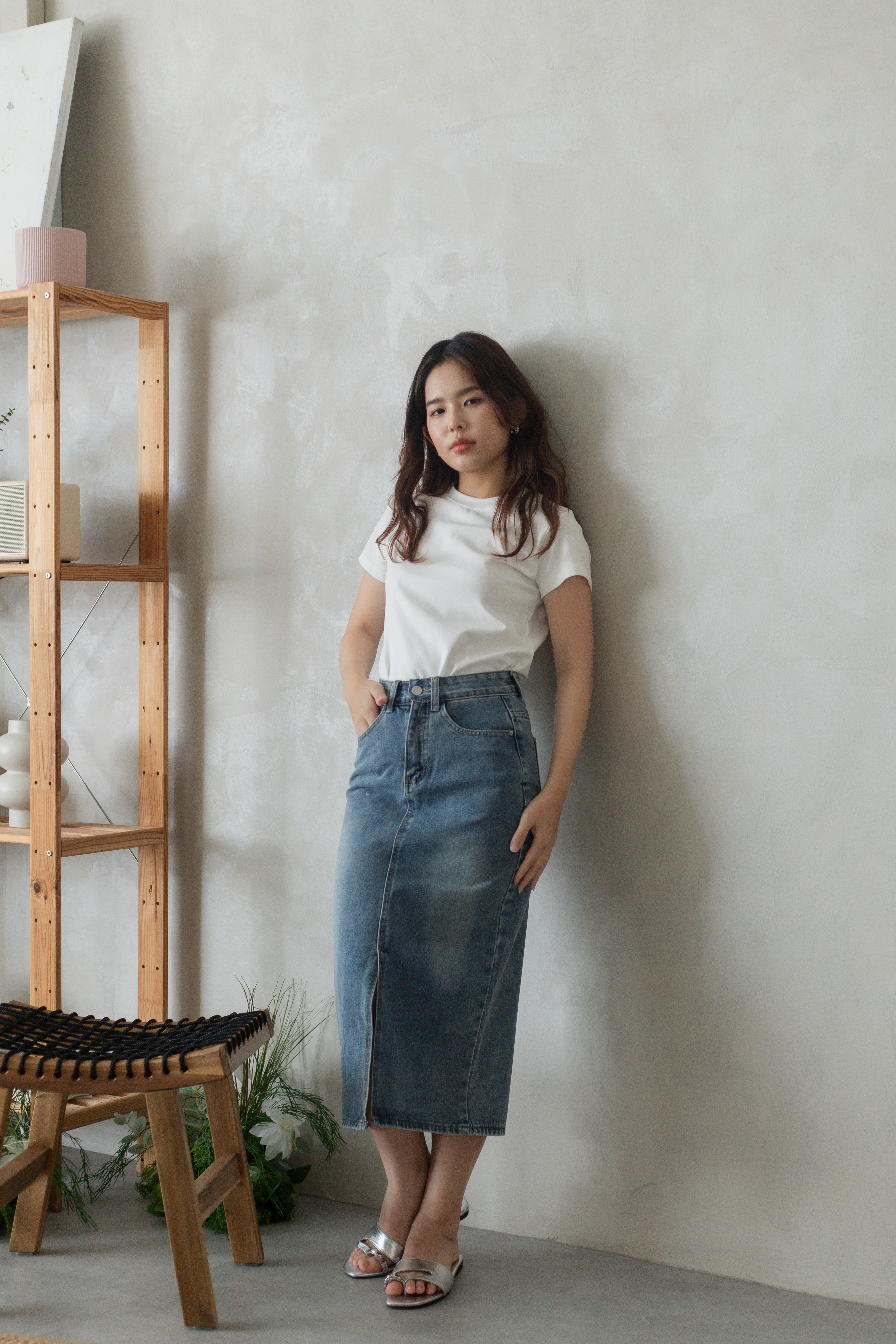Raven Denim Midi Skirt -2745SK