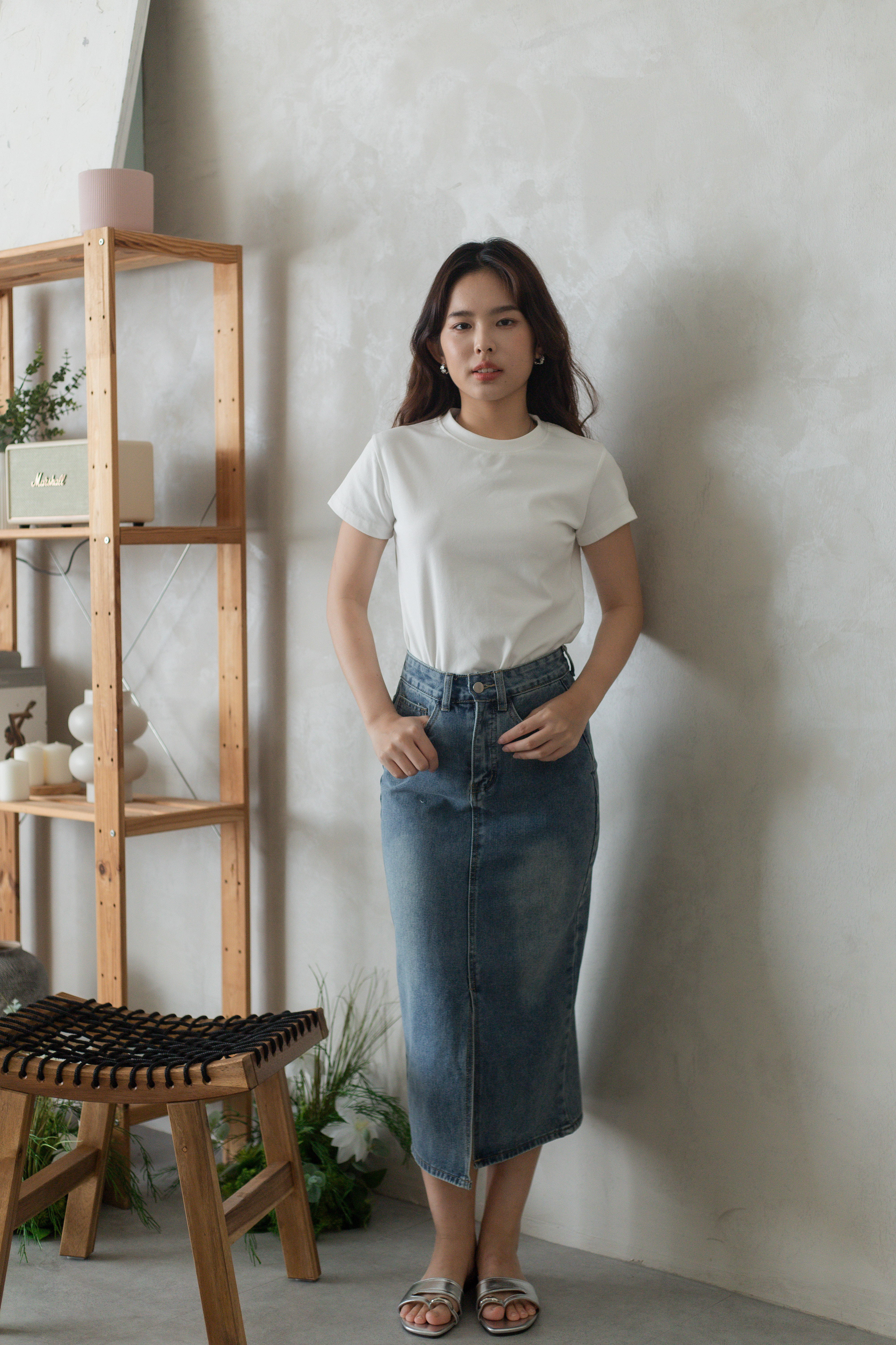 Raven Denim Midi Skirt -2745SK
