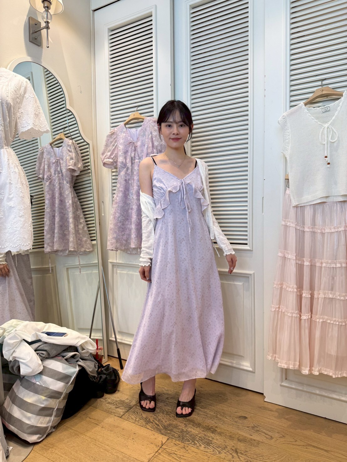 OV6248 胸下荷葉邊連身長裙