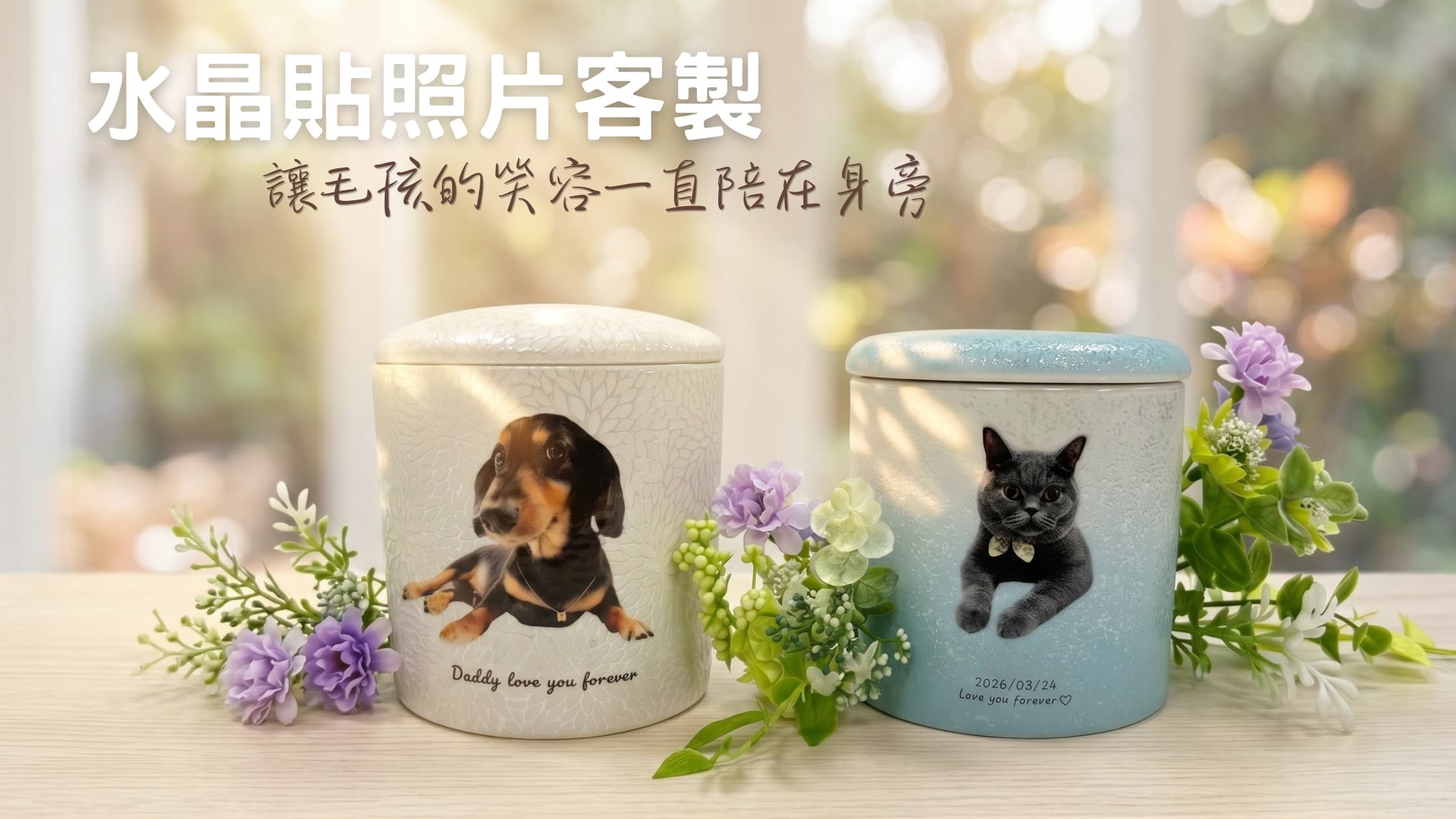 DEARPET 寵物骨灰罐水晶貼照片客製化成品