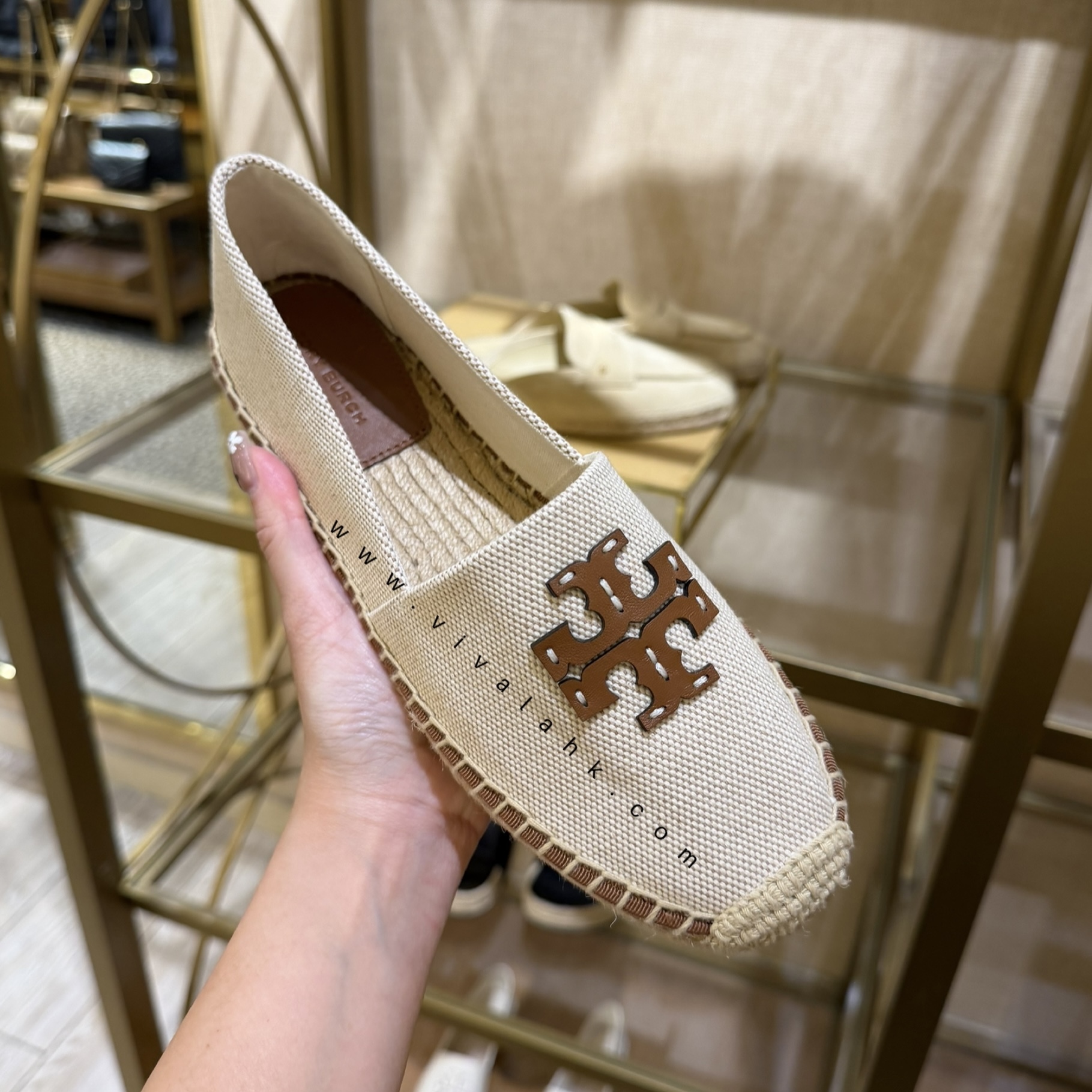 Tory Burch - 繡線 Logo 草鞋 (帆布)  (184832)
