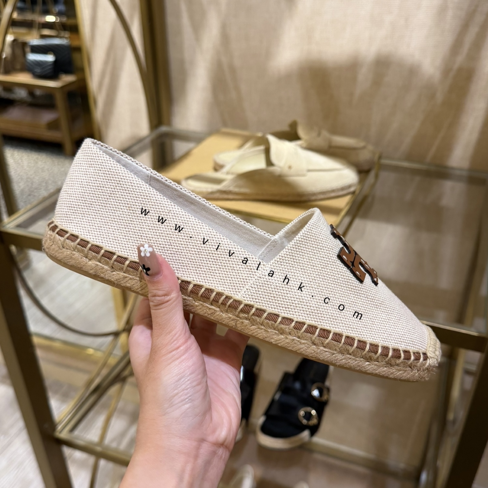 Tory Burch - 繡線 Logo 草鞋 (帆布)  (184832)