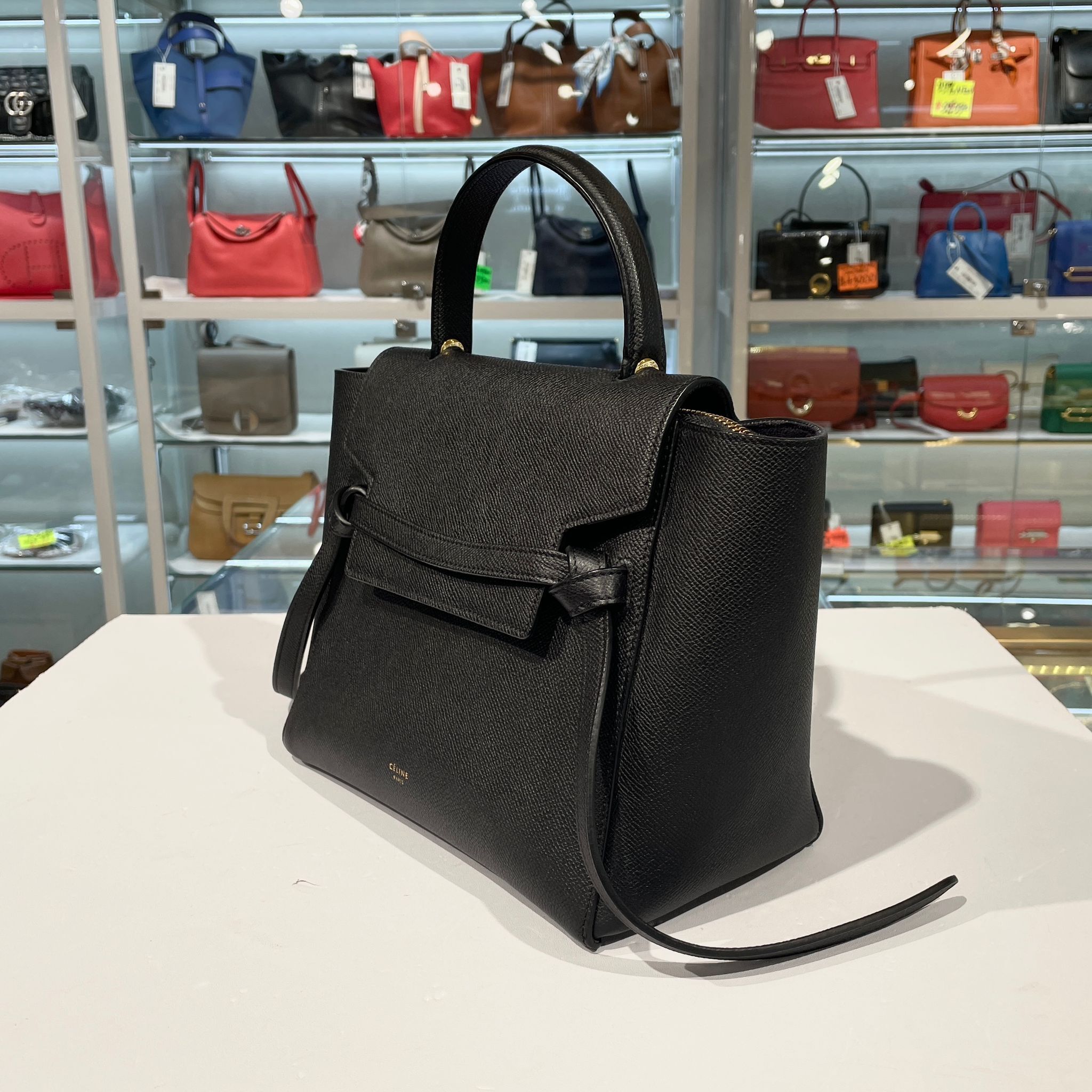 99%NEW二手CELINE Belt Bag  Medium 18015 3ZVA 38NO 黑色牛皮中號 #香榭站正品