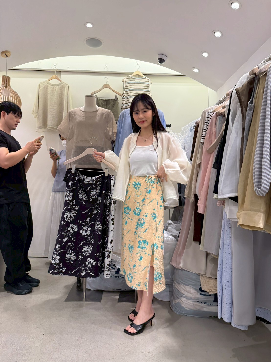CB6216 撞色花紋長裙
