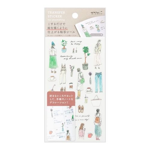 時尚 手繪風插圖轉印貼紙｜MIDORI 日本