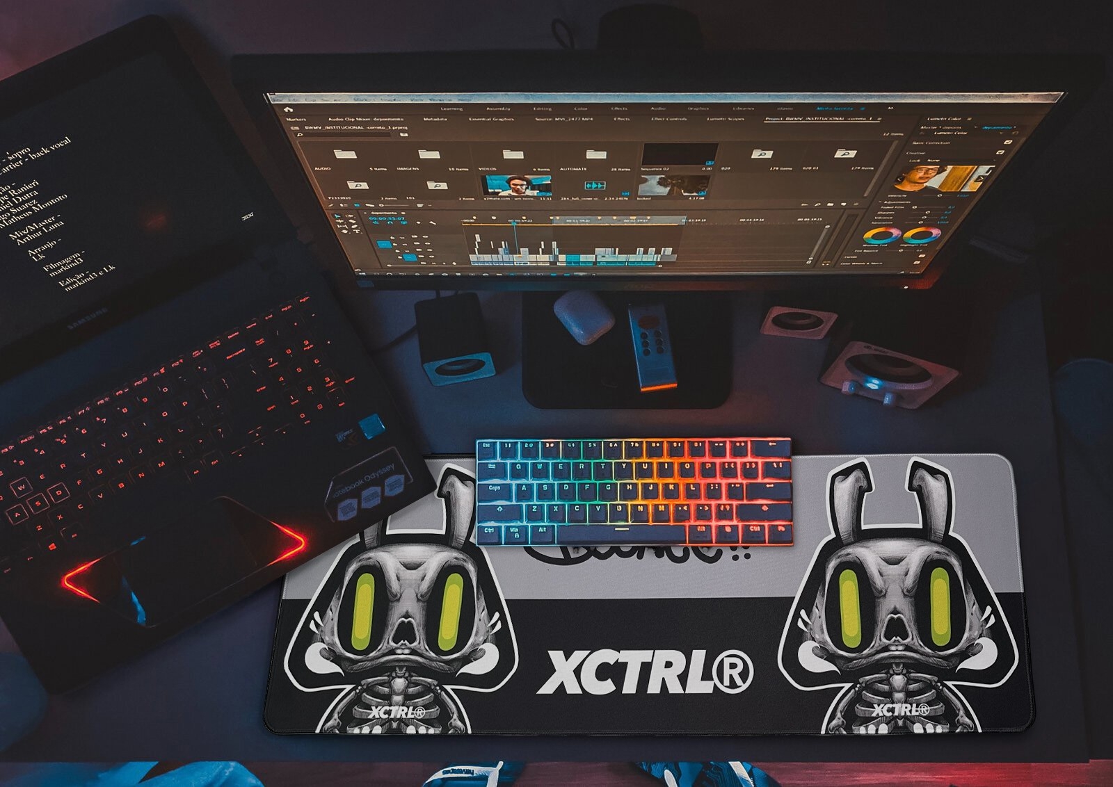 XCTRL® x BOUNCE 骷顱達摩棒小兔滑鼠桌墊