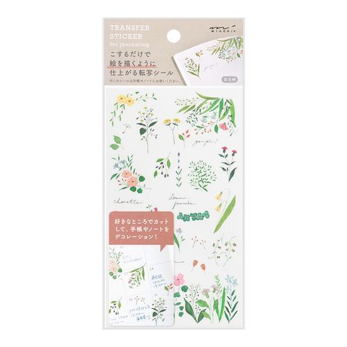 花草 手繪風插圖轉印貼紙｜MIDORI 日本