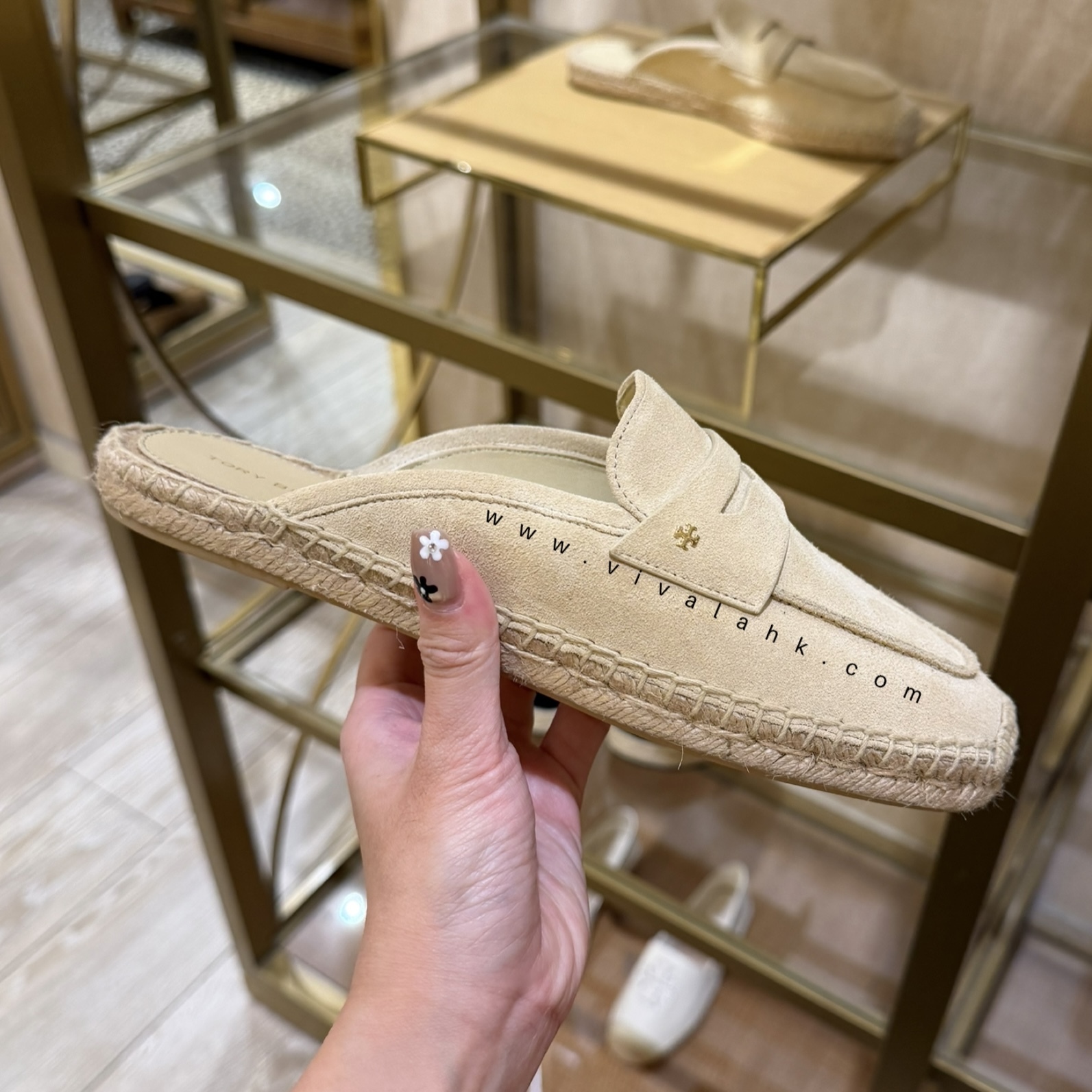 Tory Burch - 半拖平底草鞋 (麂皮) (180607)