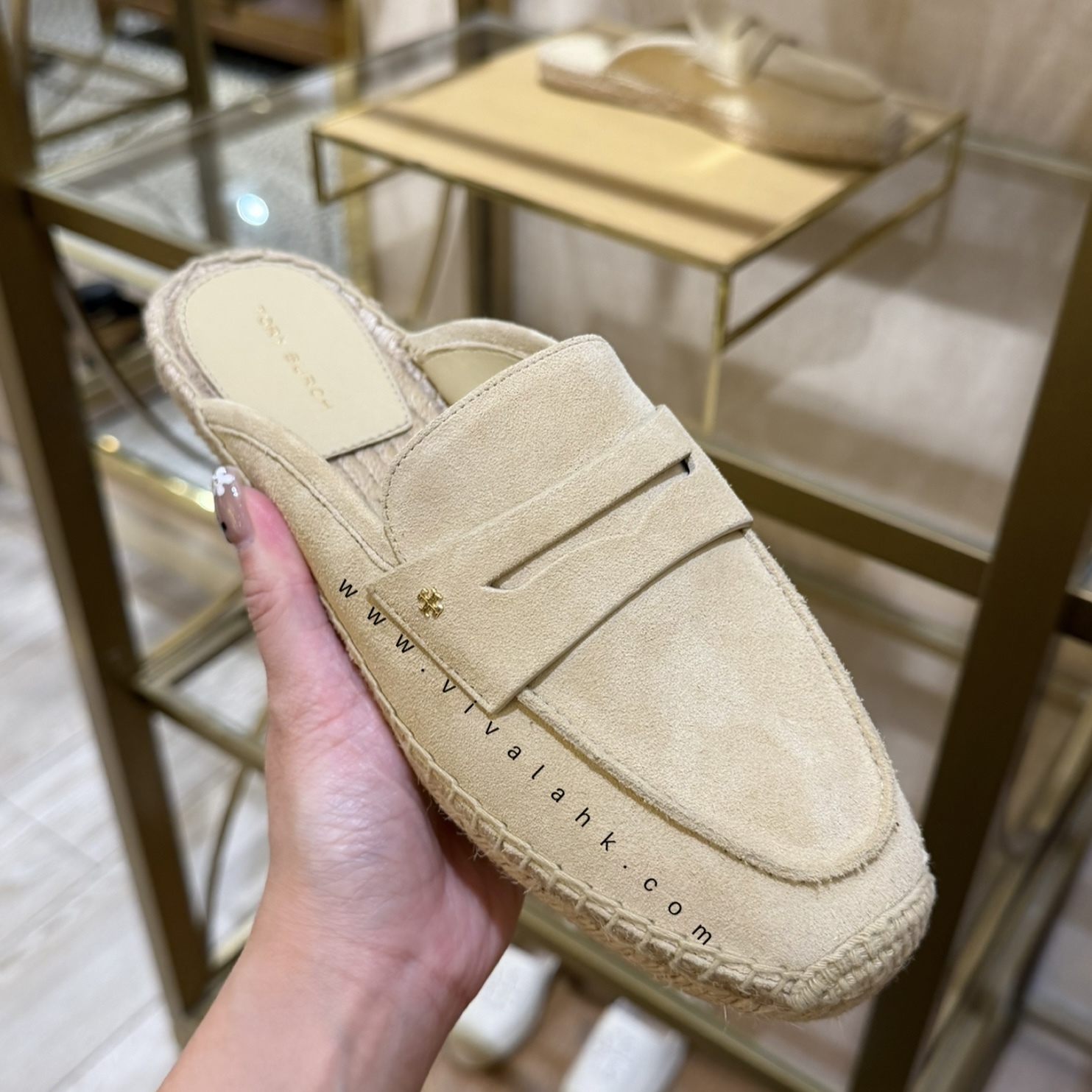 Tory Burch - 半拖平底草鞋 (麂皮) (180607)
