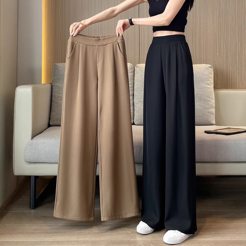 【ASister 小姊姊】AS2449#女裝｜中大尺碼休閒褲☆*冰絲垂墜側口袋長褲(3色 M-3XL)