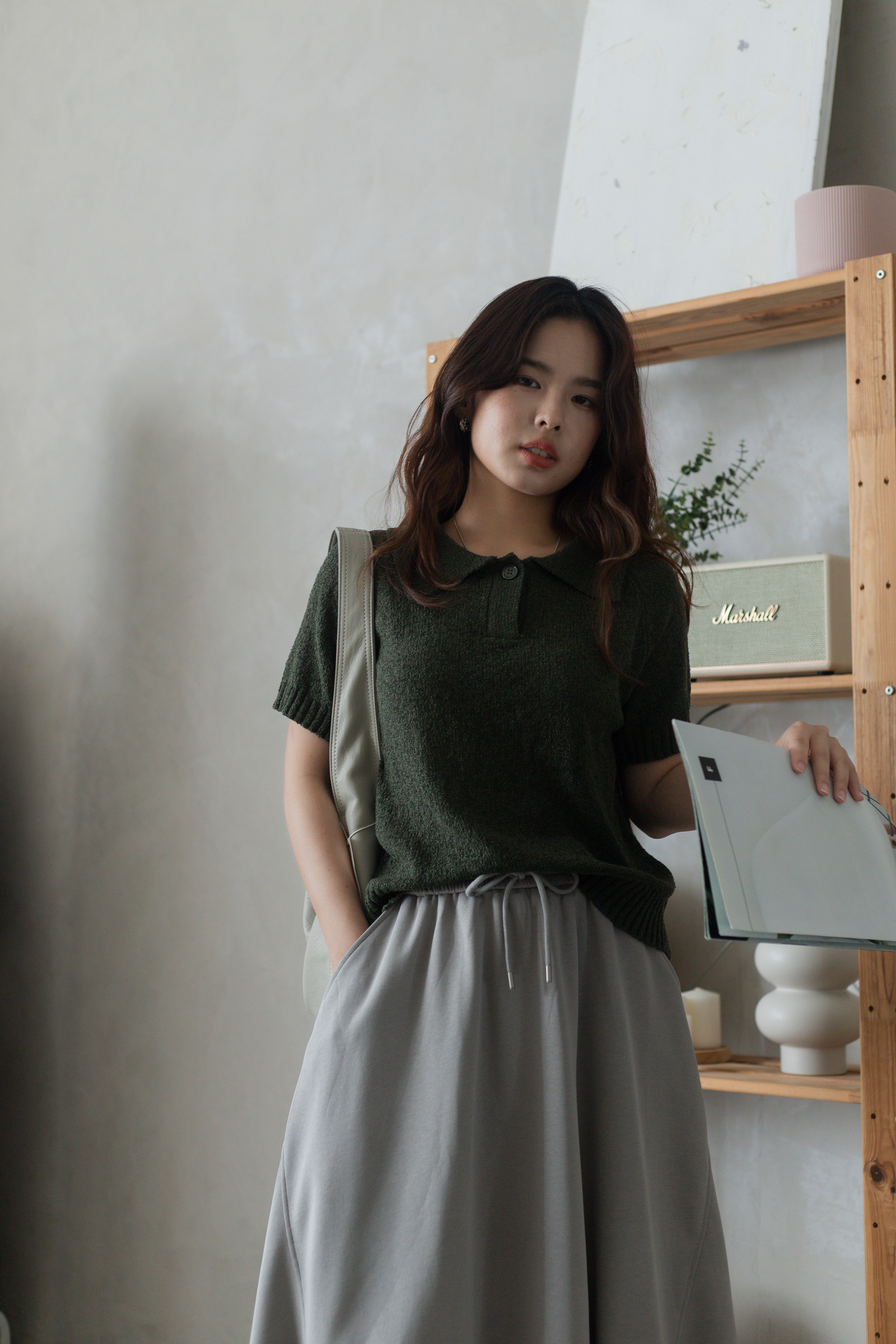 Lorie Textured Knit Top Green -2729KSGRN