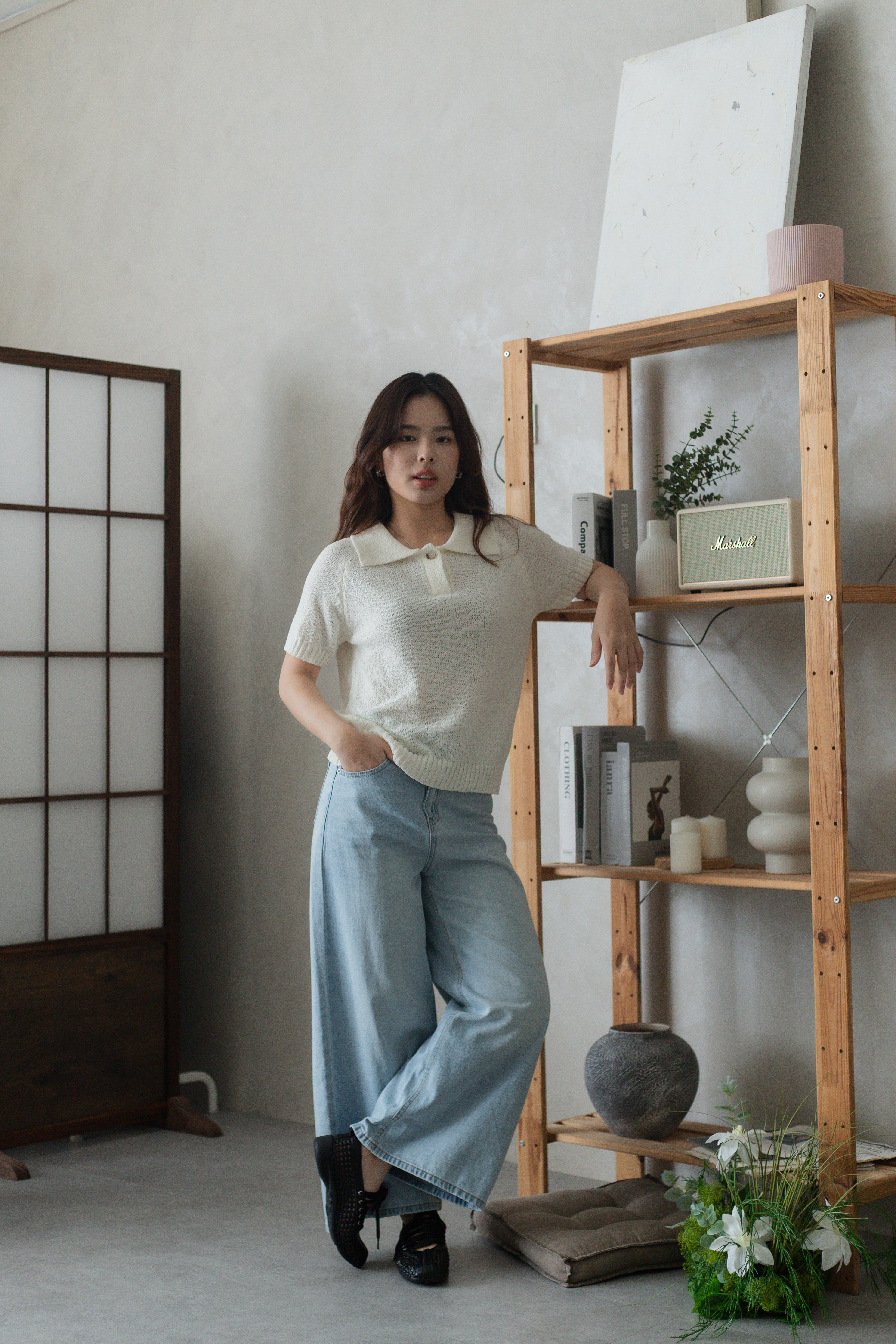 Lorie Textured Knit Top White-2729KSWHI