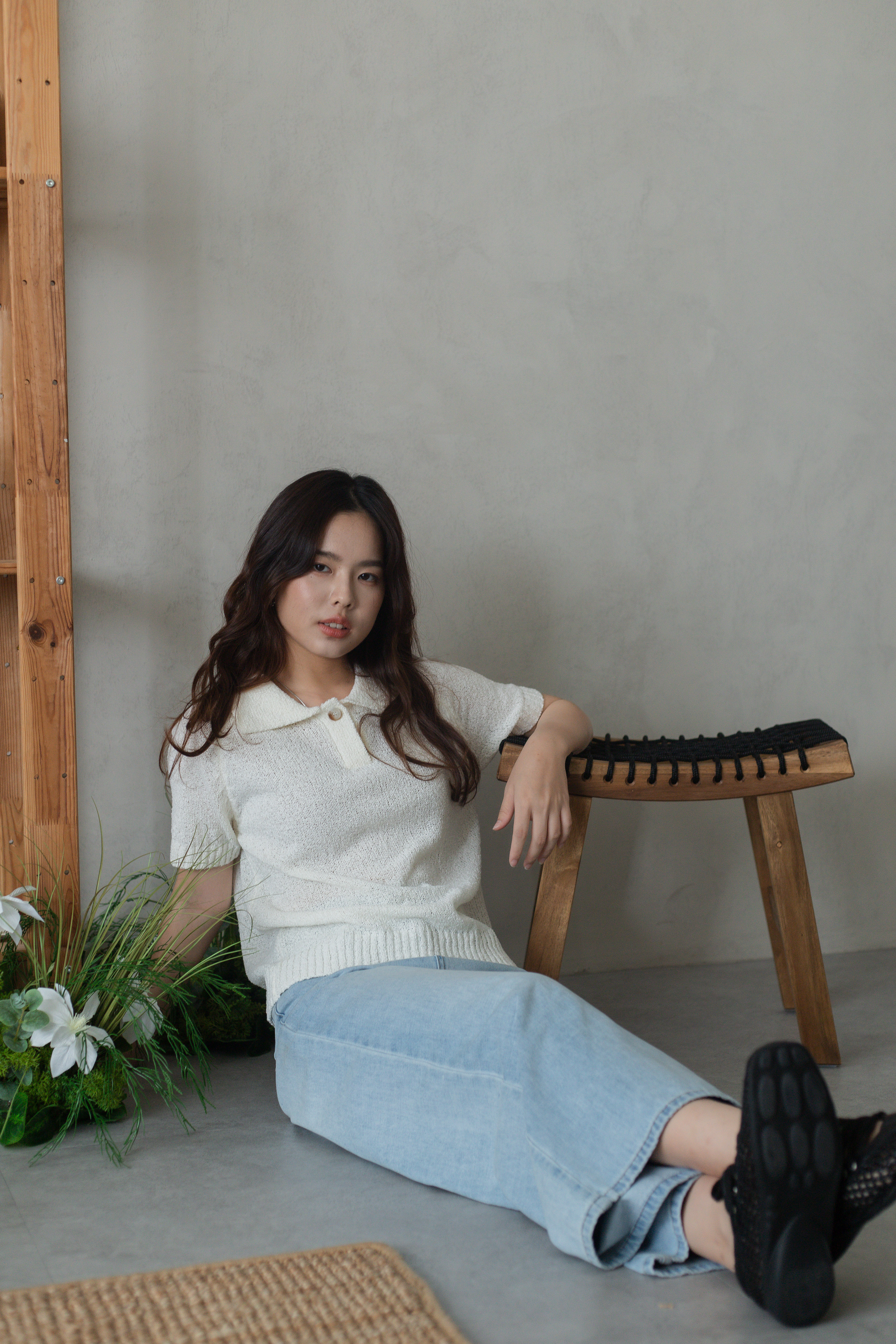 Lorie Textured Knit Top White-2729KSWHI