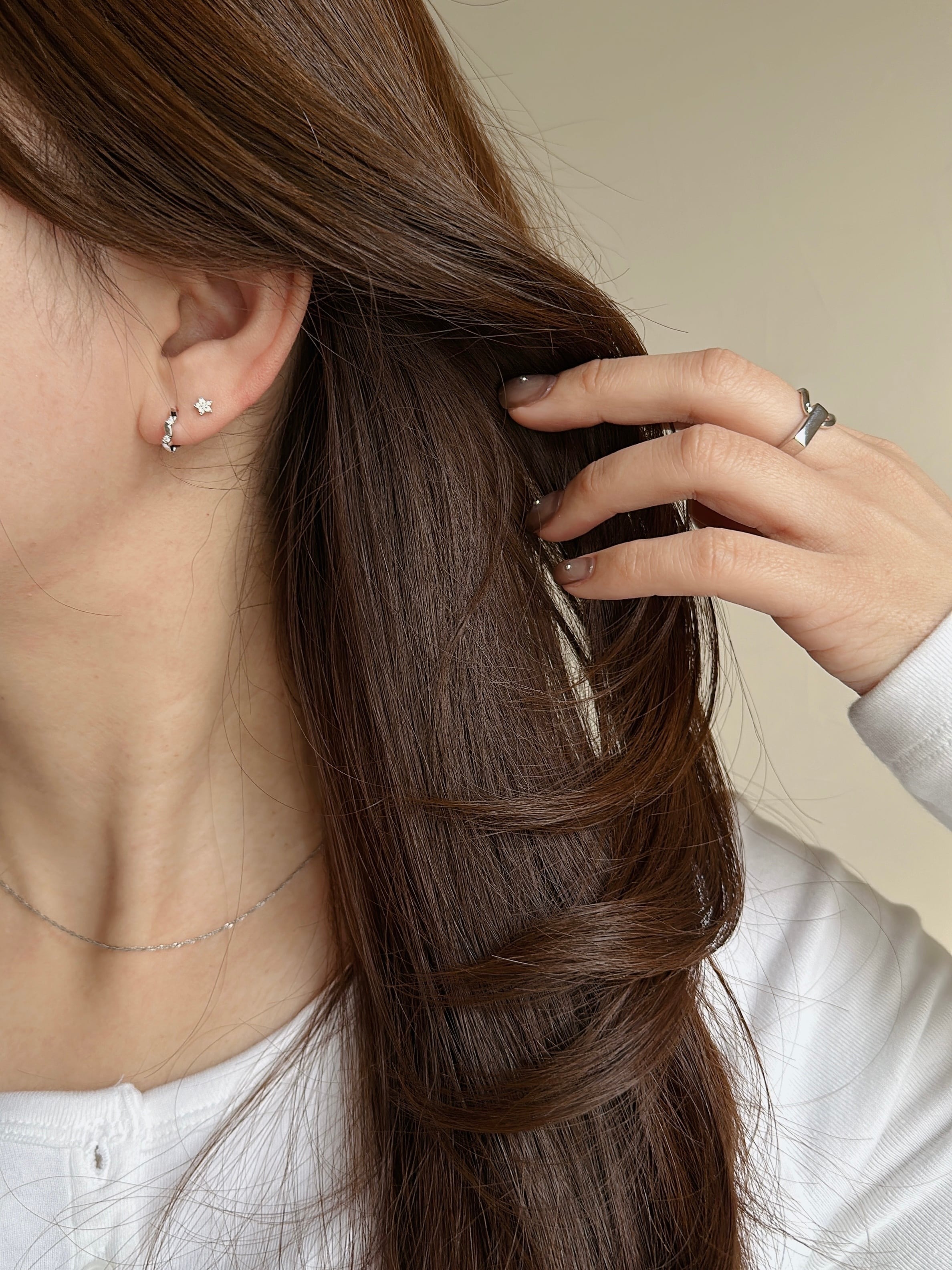 S925 zigzag hoop pierce