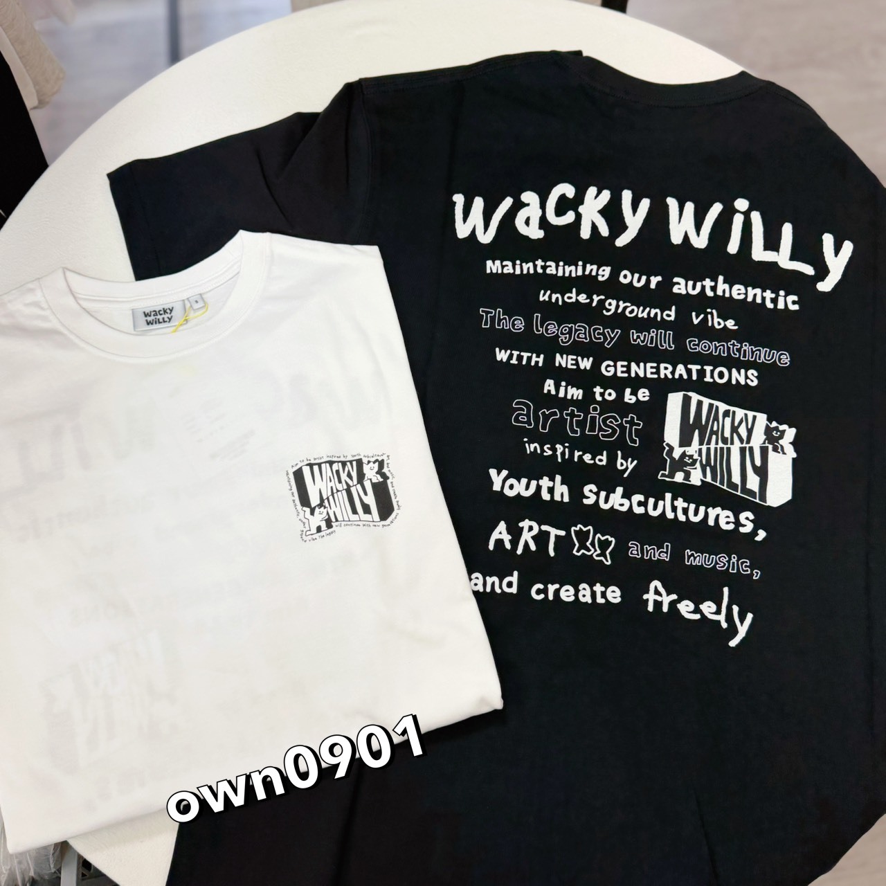 【OWN】Wacky Willy 短袖 上衣 春夏 純棉 休閒 短TEE 不分男女 黑色 白色