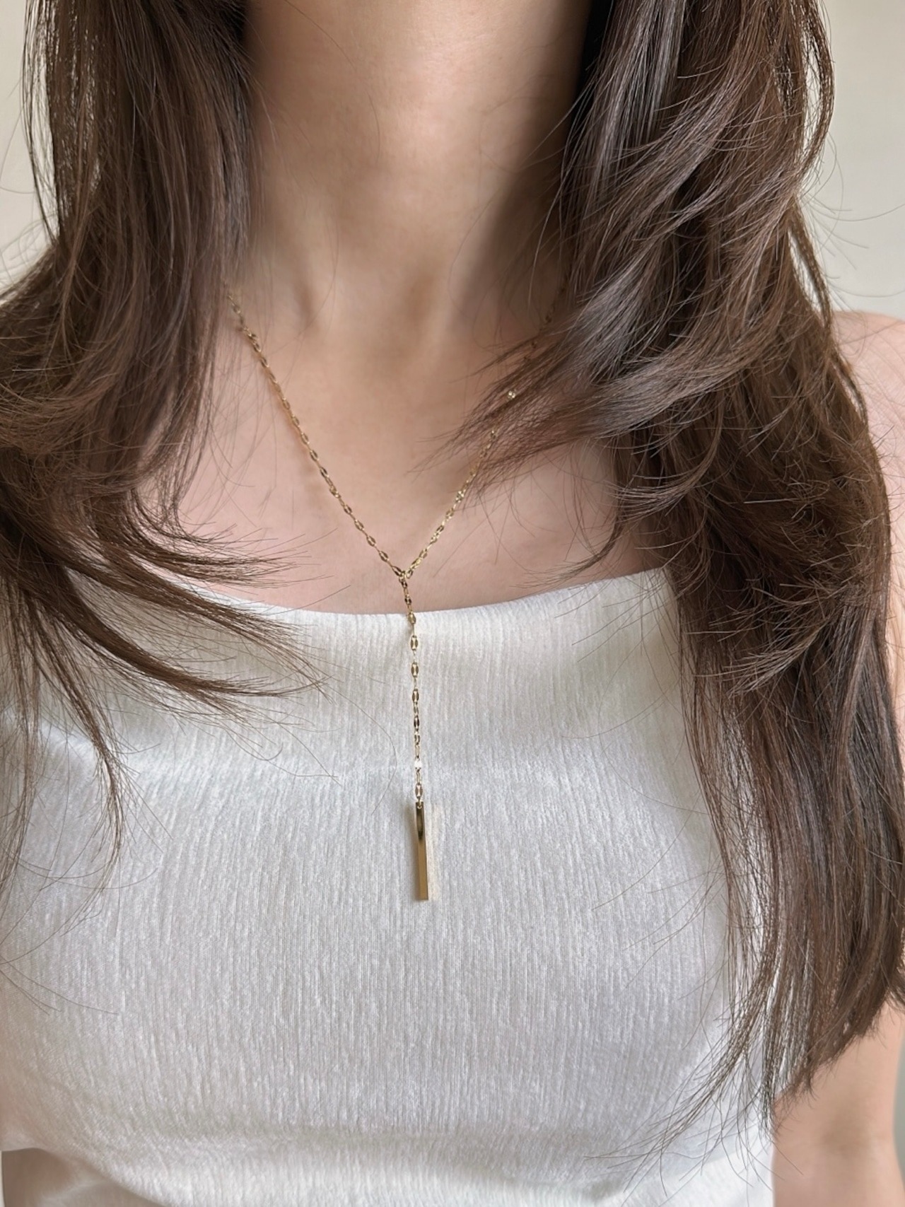 SS magnet hanging long necklace