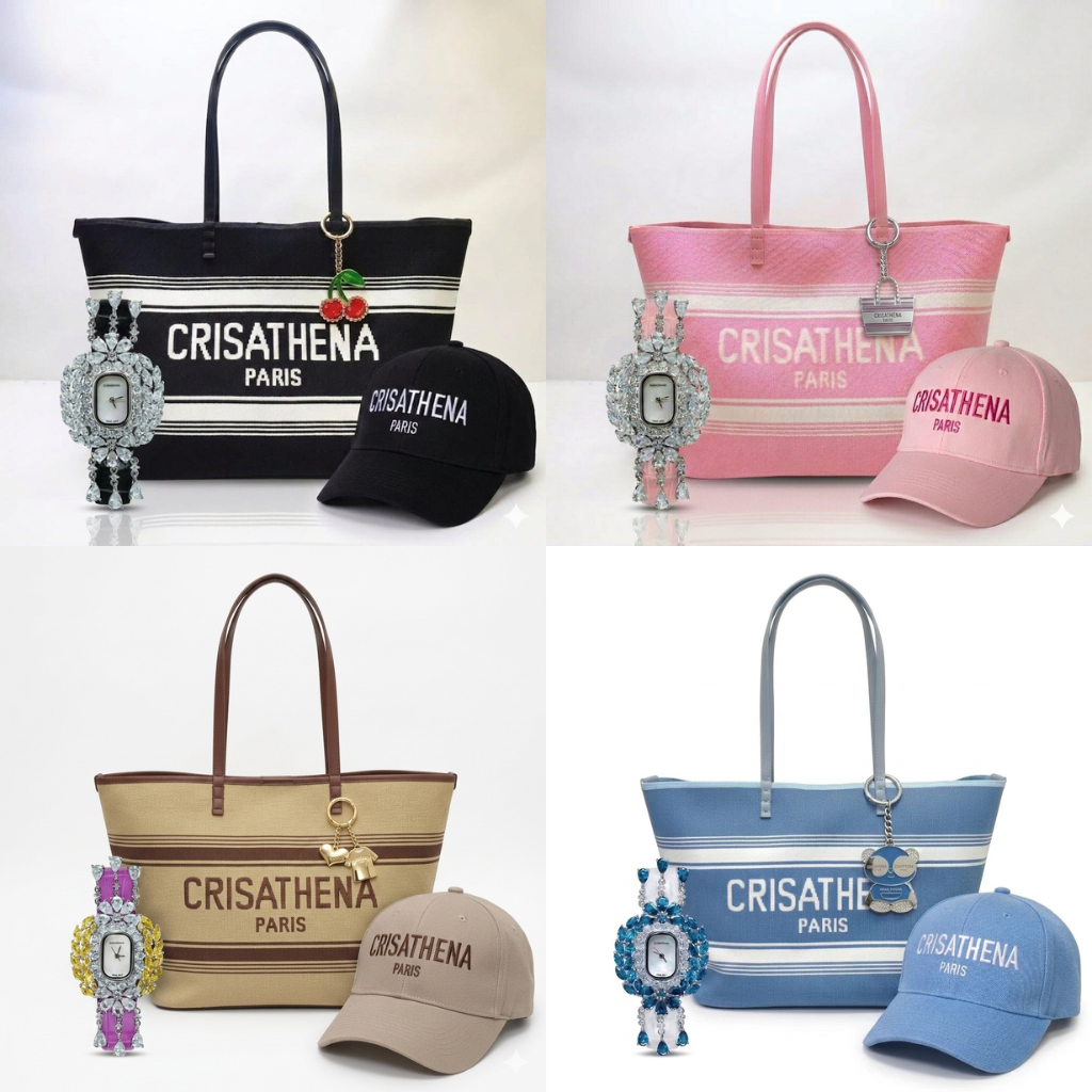 ACC-CCG0507-053 母親節套裝套裝 A (Large Tote Bag + Watch + Cap + Bag Charms) 隨機-錶帶尺寸(14MM/16MM) (A53黑色/B53粉紅色/C53啡色/F53藍色)