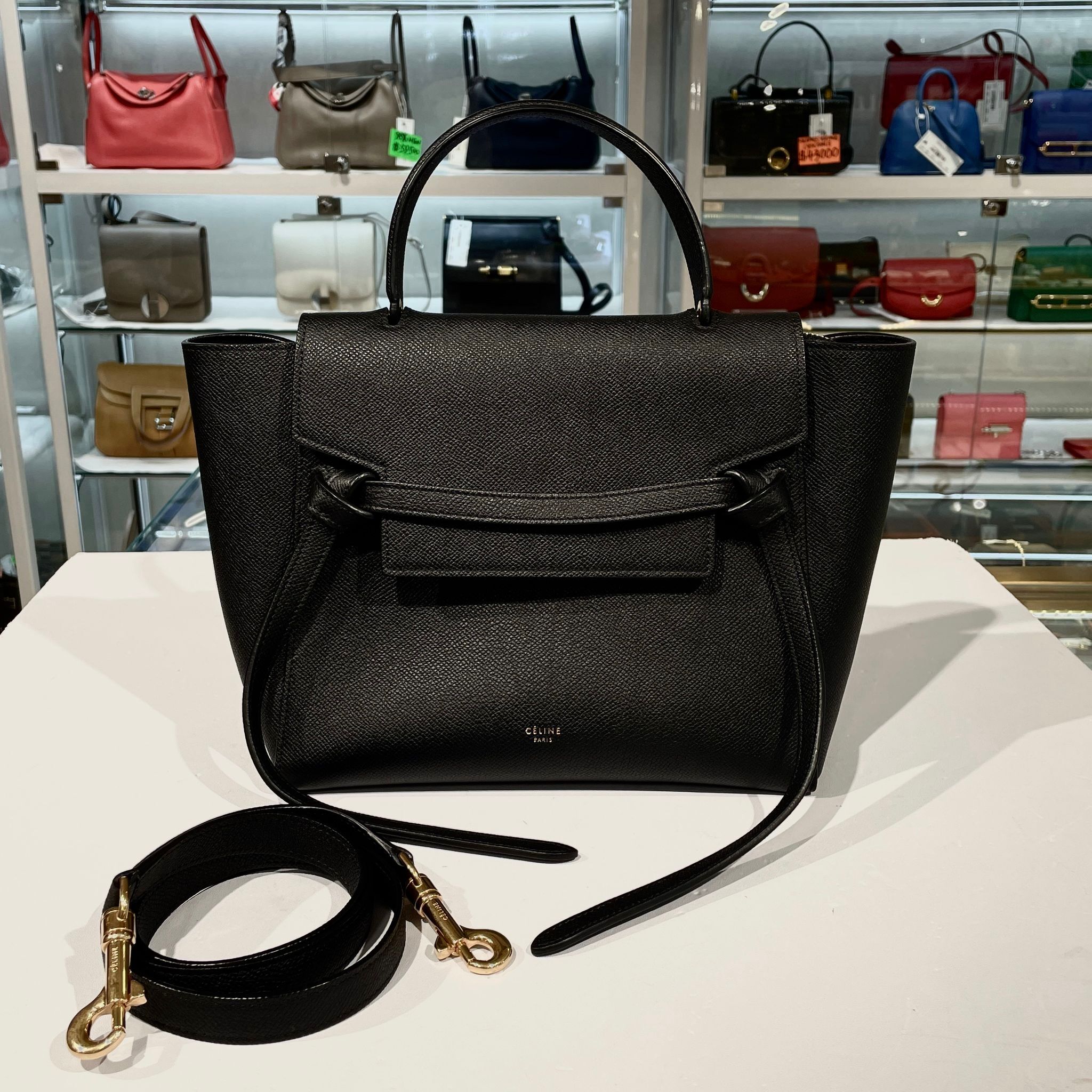 99%NEW二手CELINE Belt Bag  Medium 18015 3ZVA 38NO 黑色牛皮中號 #香榭站正品