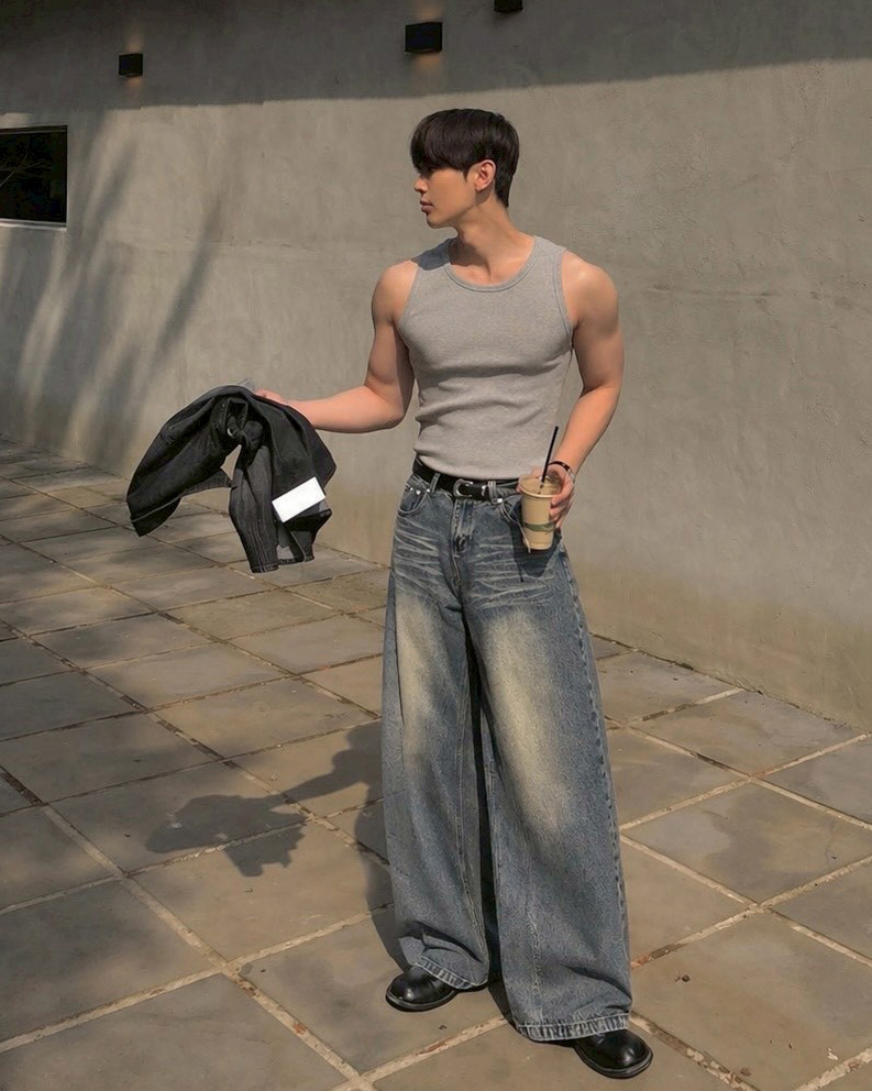 #95896 貓爪刷色彎刀褲 藍 男生室外實穿