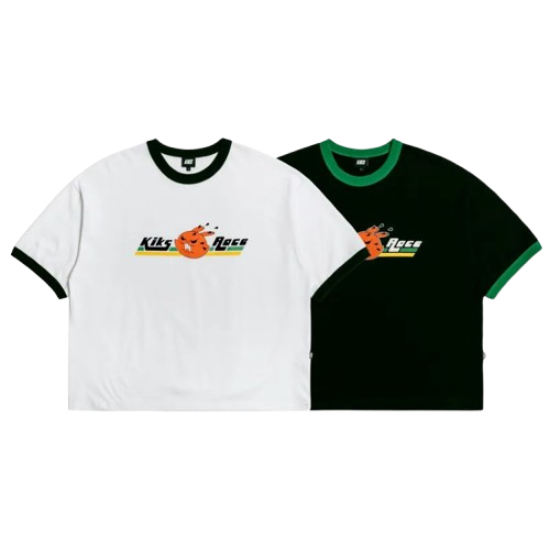 【KIKS × Panic Rabbit】爆汗兔寬短版賽車滾邊 短TEE