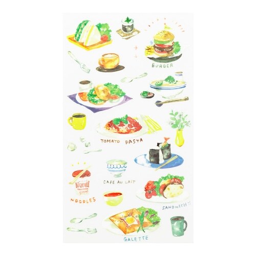 午餐 手繪風插圖轉印貼紙｜MIDORI 日本
