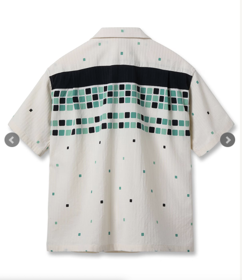 STAR OF HOLLYWOOD DOBBY COTTON OPEN SHIRT “SQUARE” / Green