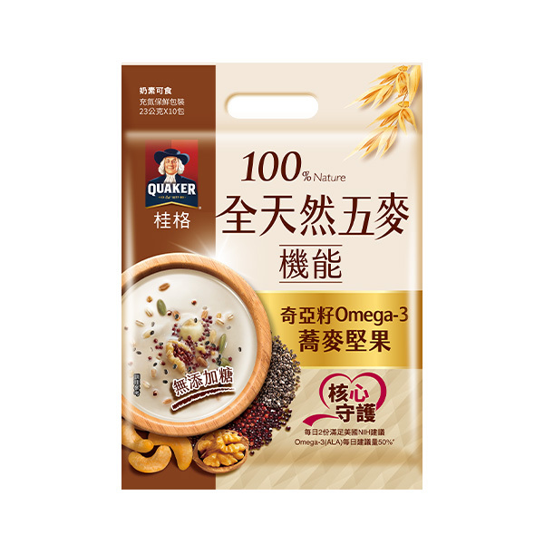 桂格 全天然五麥-奇亞籽Omega-3蕎麥堅果袋裝23gX10包X3袋
