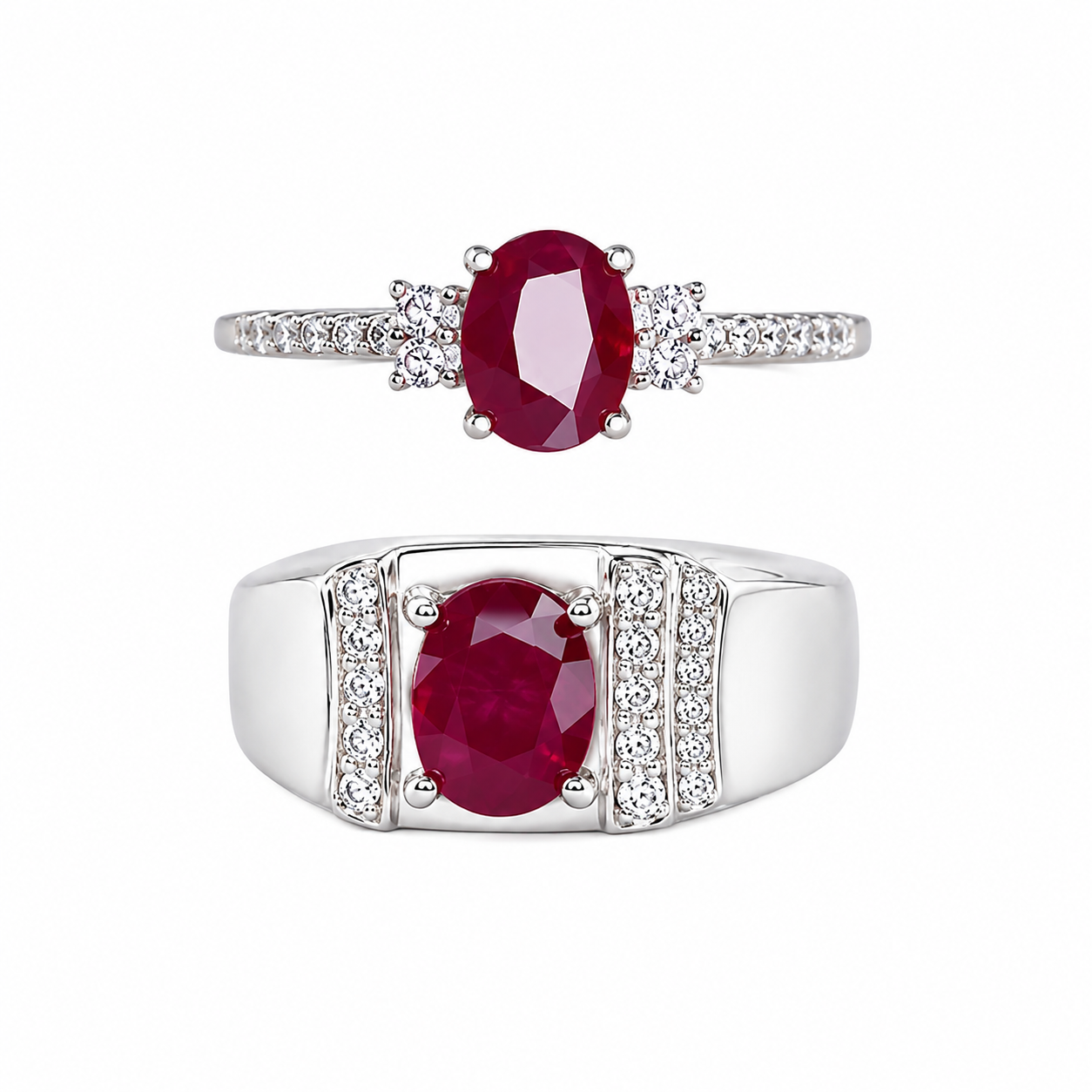Linéa Duo | Ruby Couple Rings