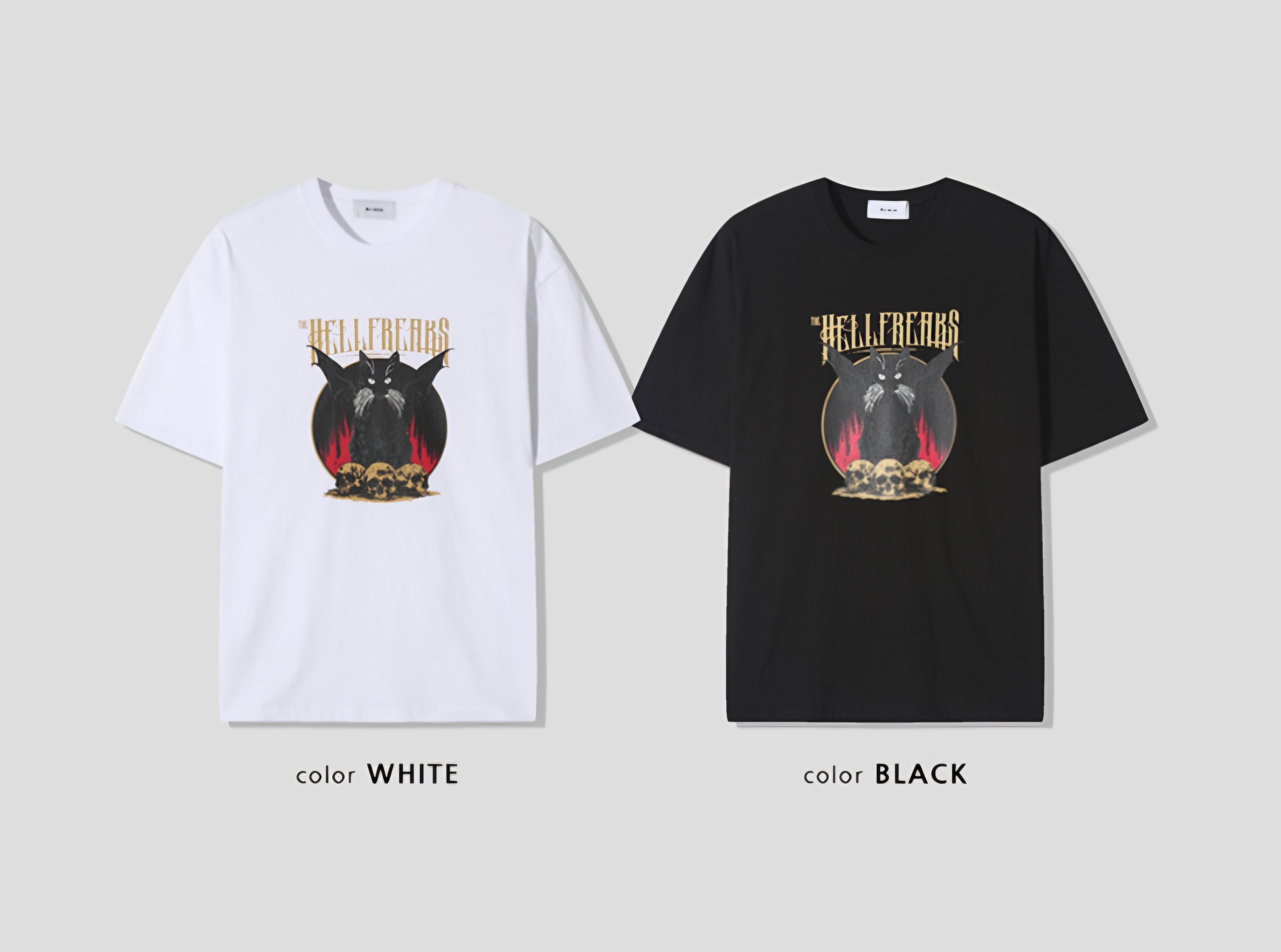 蝙蝠貓貓骷髏圖案休閒T-Shirts （K3 N223）