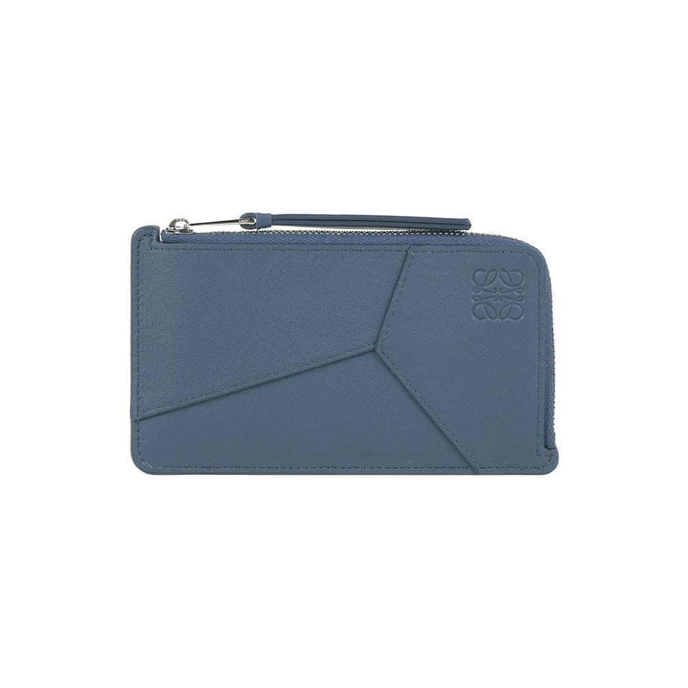 【LOEWE】Puzzle Edge 經典小牛皮長形拉鍊零錢包/卡片夾(靛藍色)