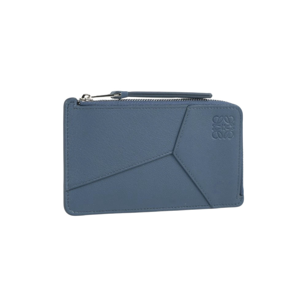 【LOEWE】Puzzle Edge 經典小牛皮長形拉鍊零錢包/卡片夾(靛藍色)