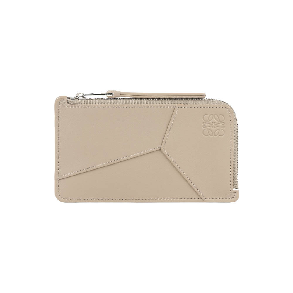 【LOEWE】Puzzle Edge 經典小牛皮長形拉鍊零錢包/卡片夾(麻繩白)