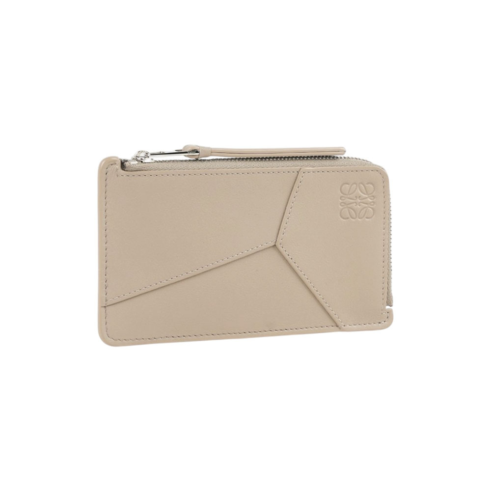 【LOEWE】Puzzle Edge 經典小牛皮長形拉鍊零錢包/卡片夾(麻繩白)