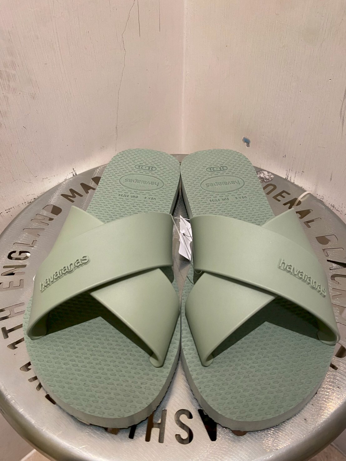 Havaianas 哈瓦仕 拖鞋 涼鞋 復古 交叉鞋帶 綠 Aqua Metallic 4148806-1156W